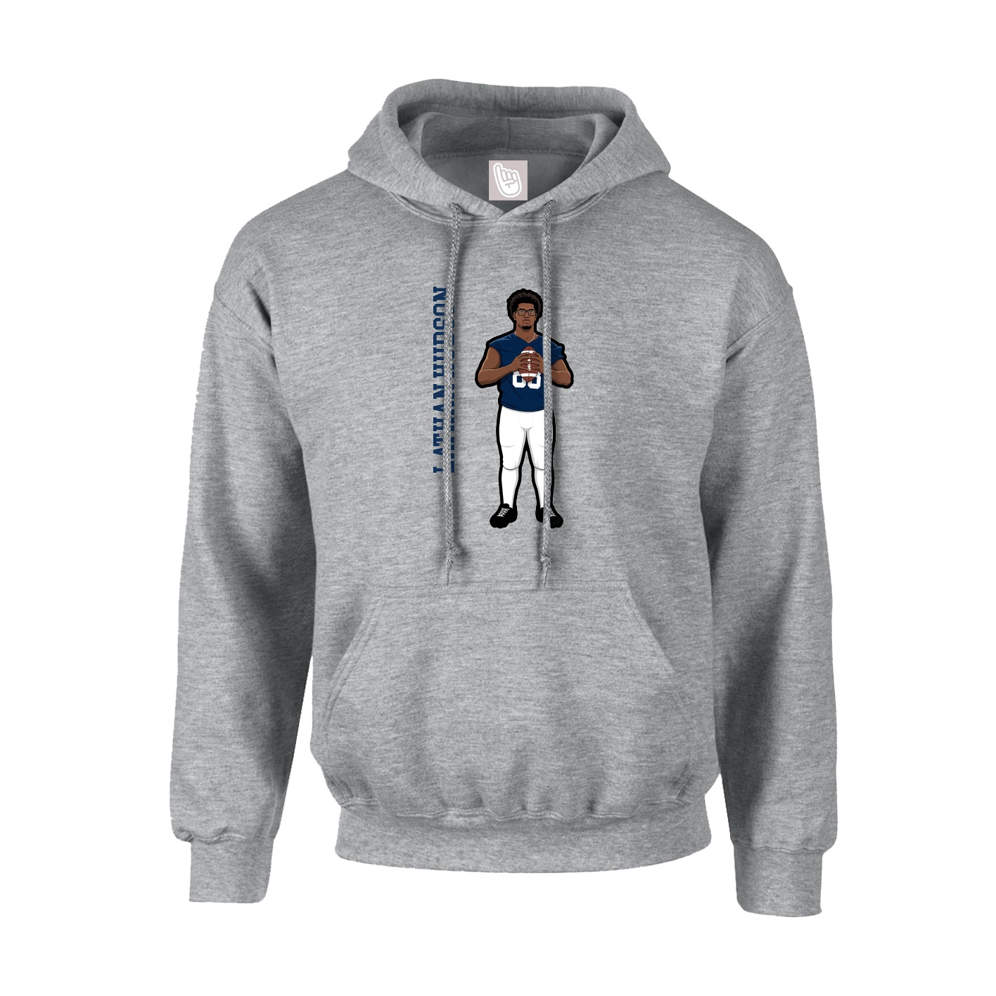 Youth Hoodie — Name Vertical in Grey