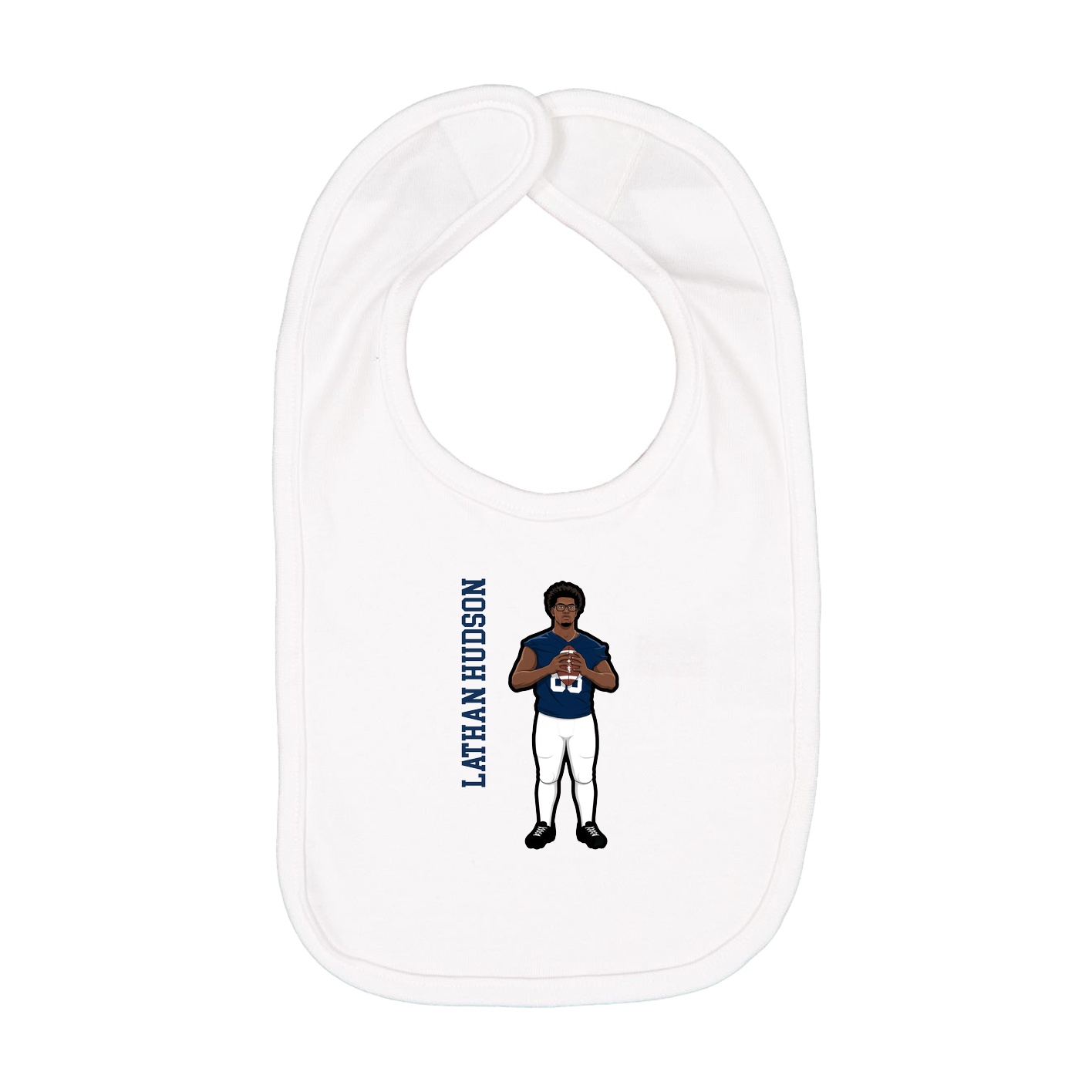 Infant Bib — Name Vertical in White