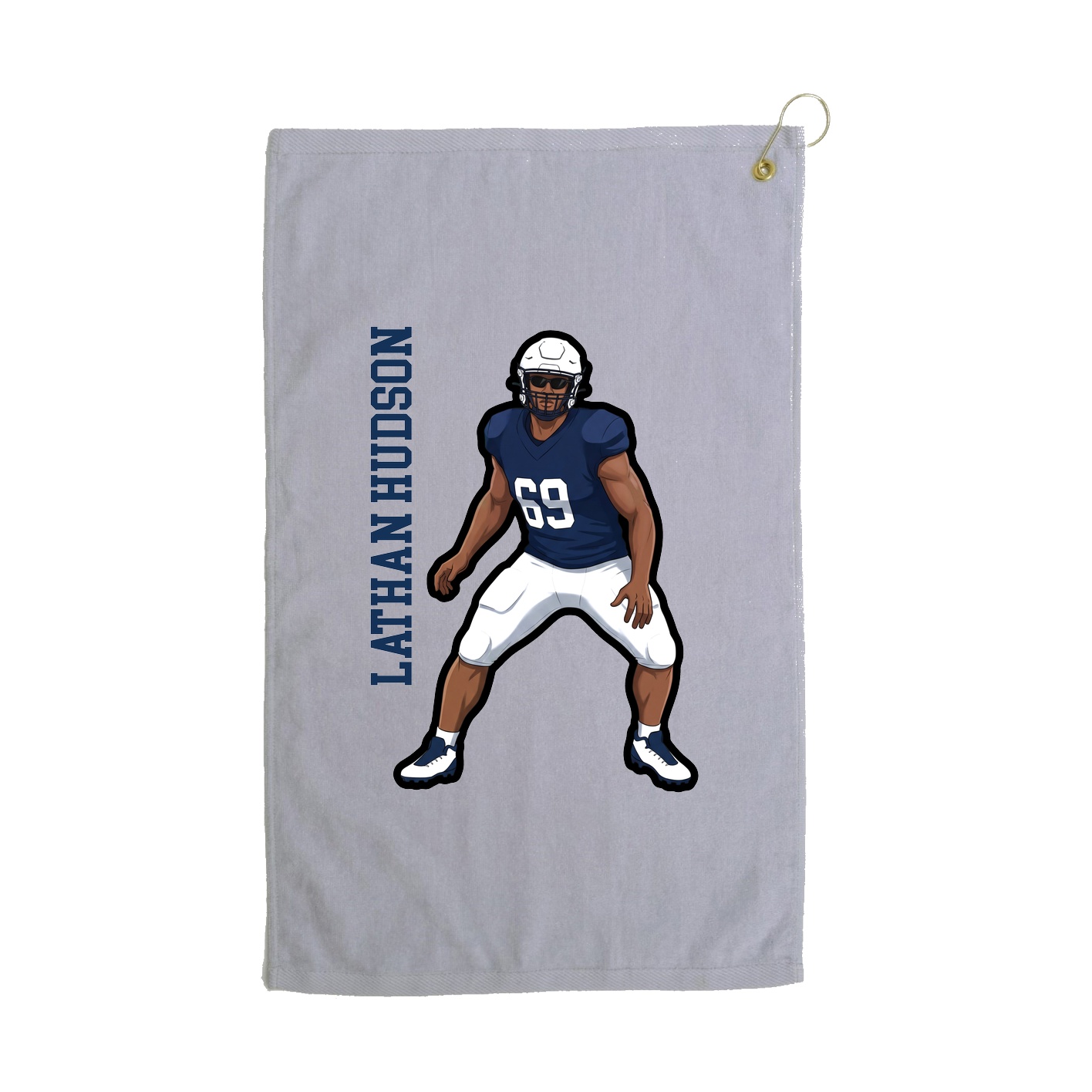 Golf Towel — Name Vertical in Grey