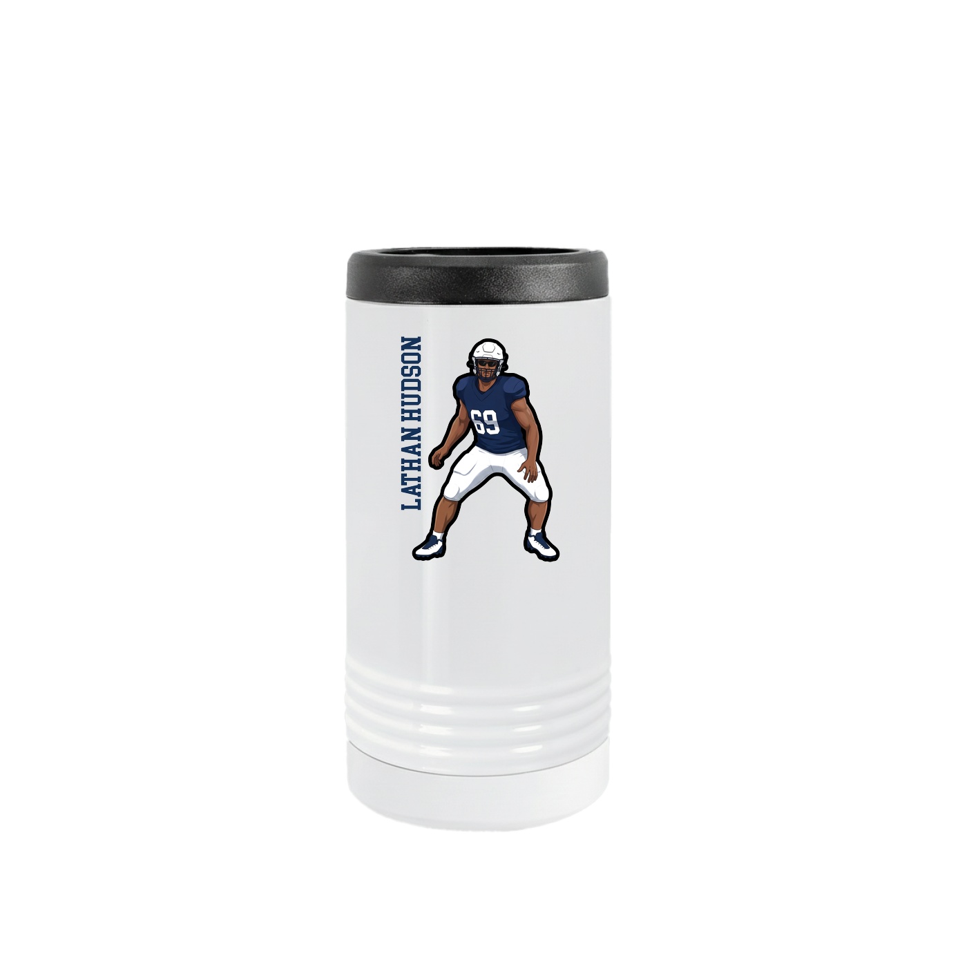 Slim Beverage Holder — Name Vertical in White