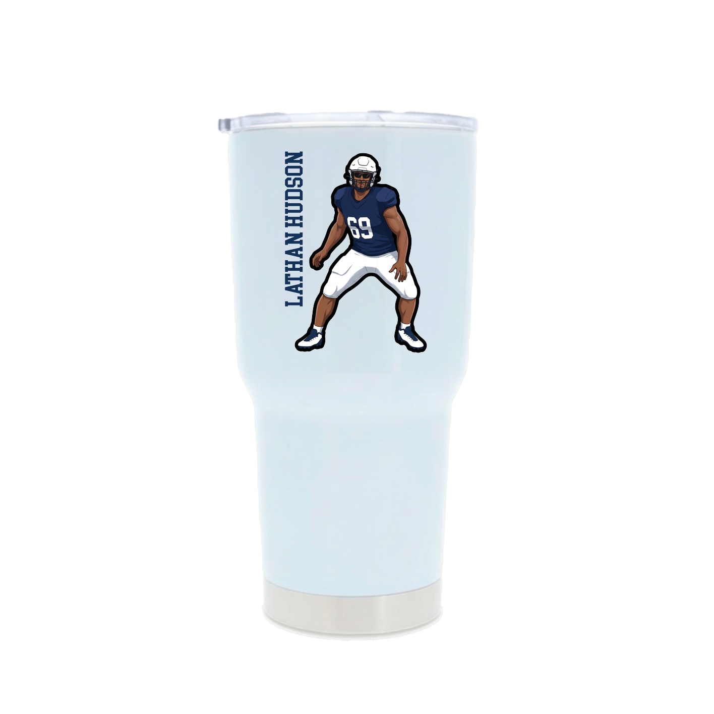 30oz Stainless Steel Tumbler — Name Vertical in White