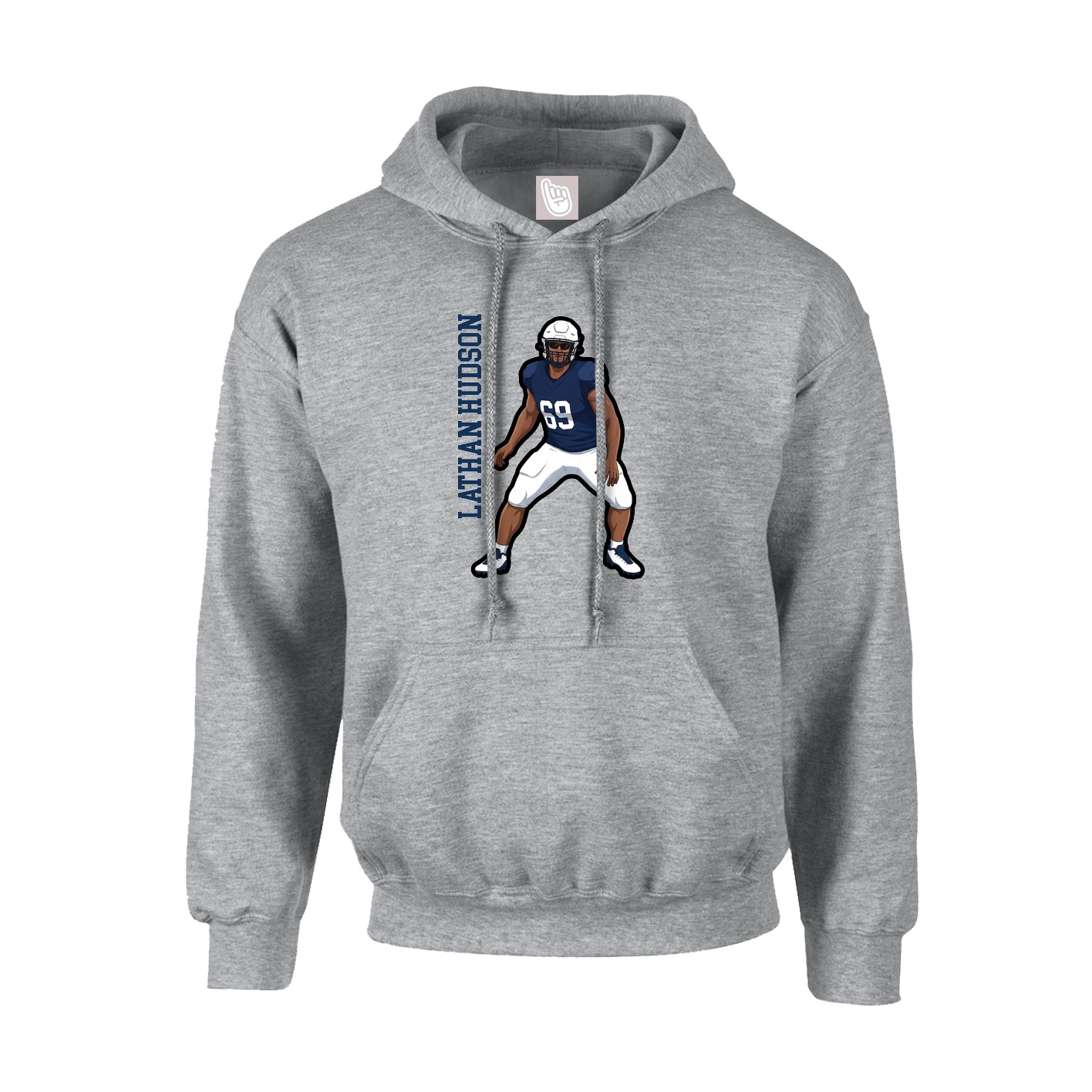 Hoodie — Name Vertical in Grey