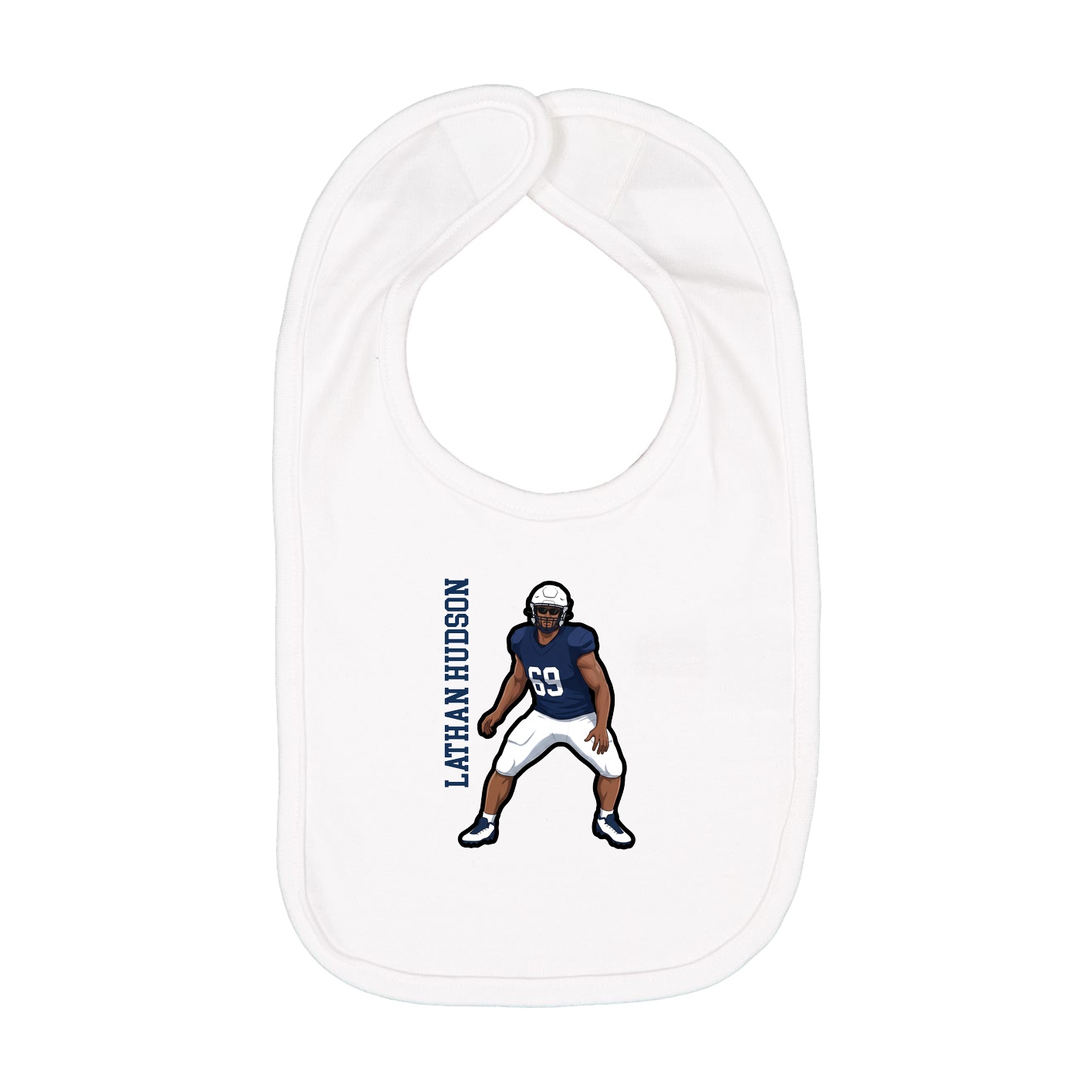 Infant Bib — Name Vertical in White