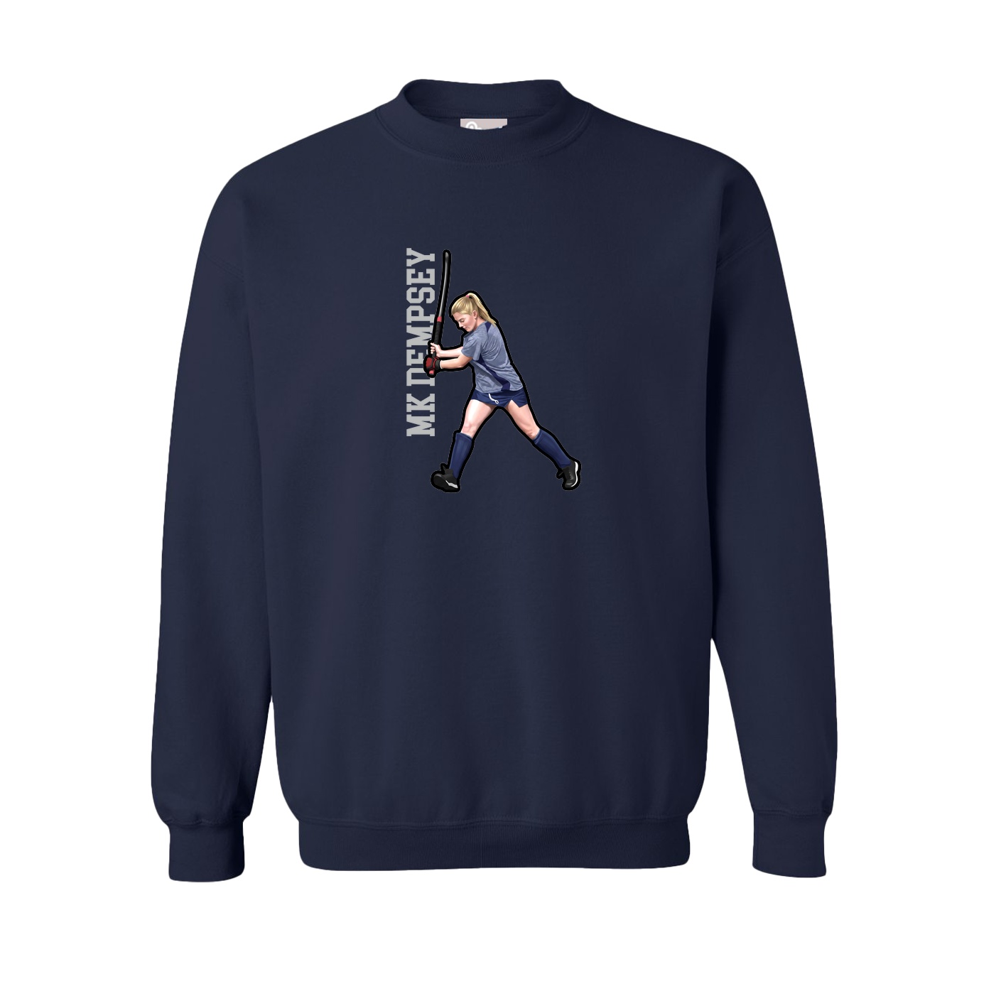 Fleece Crew — Name Vertical in Navy