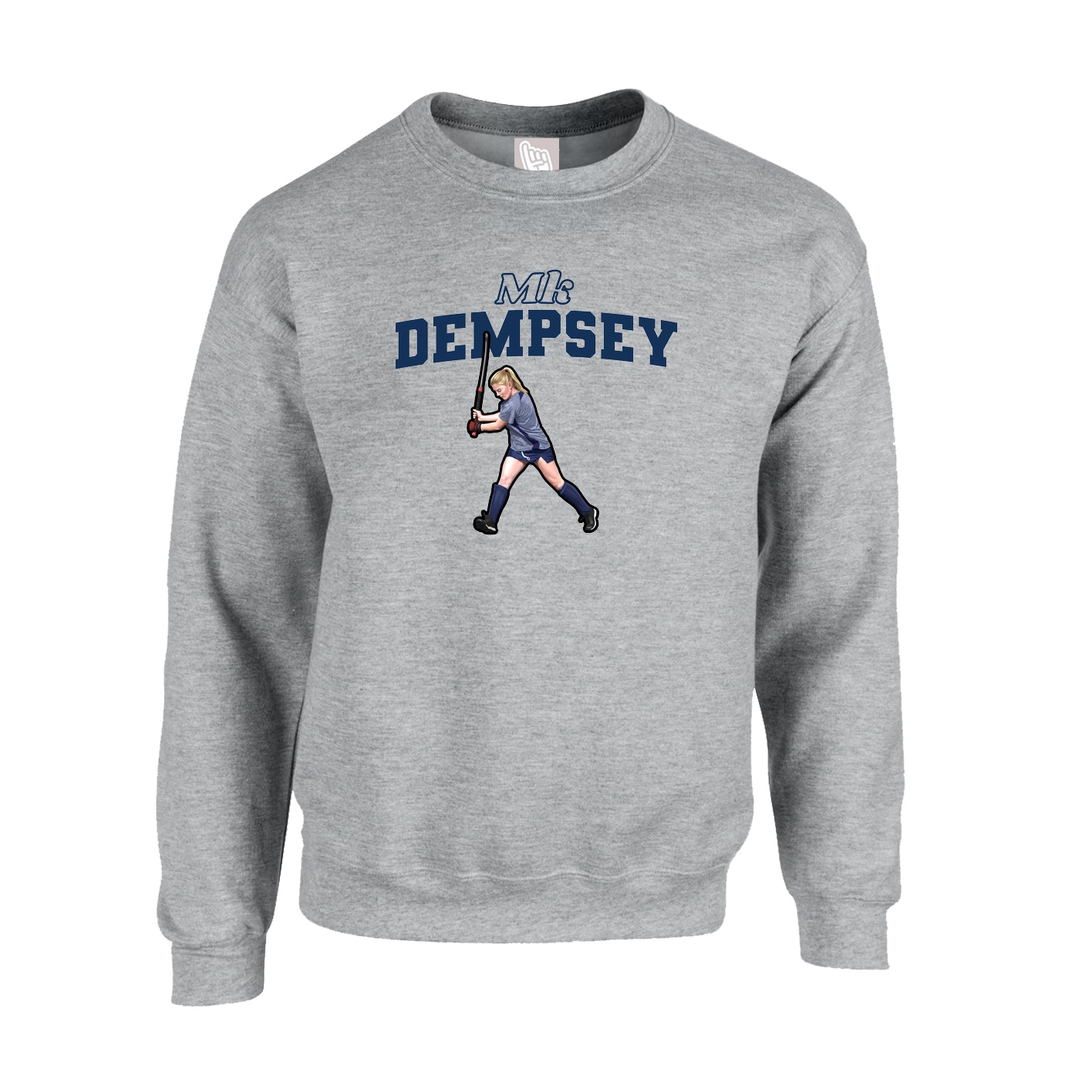 Fleece Crew — Name Arch in Grey