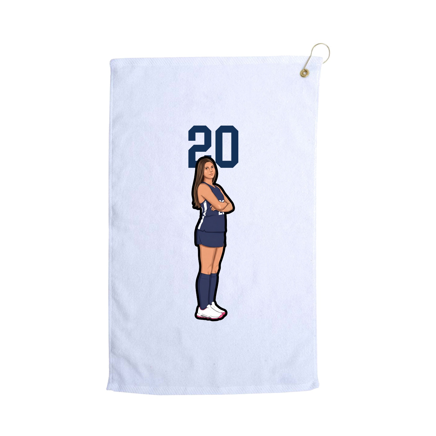 Golf Towel — Number Top in White