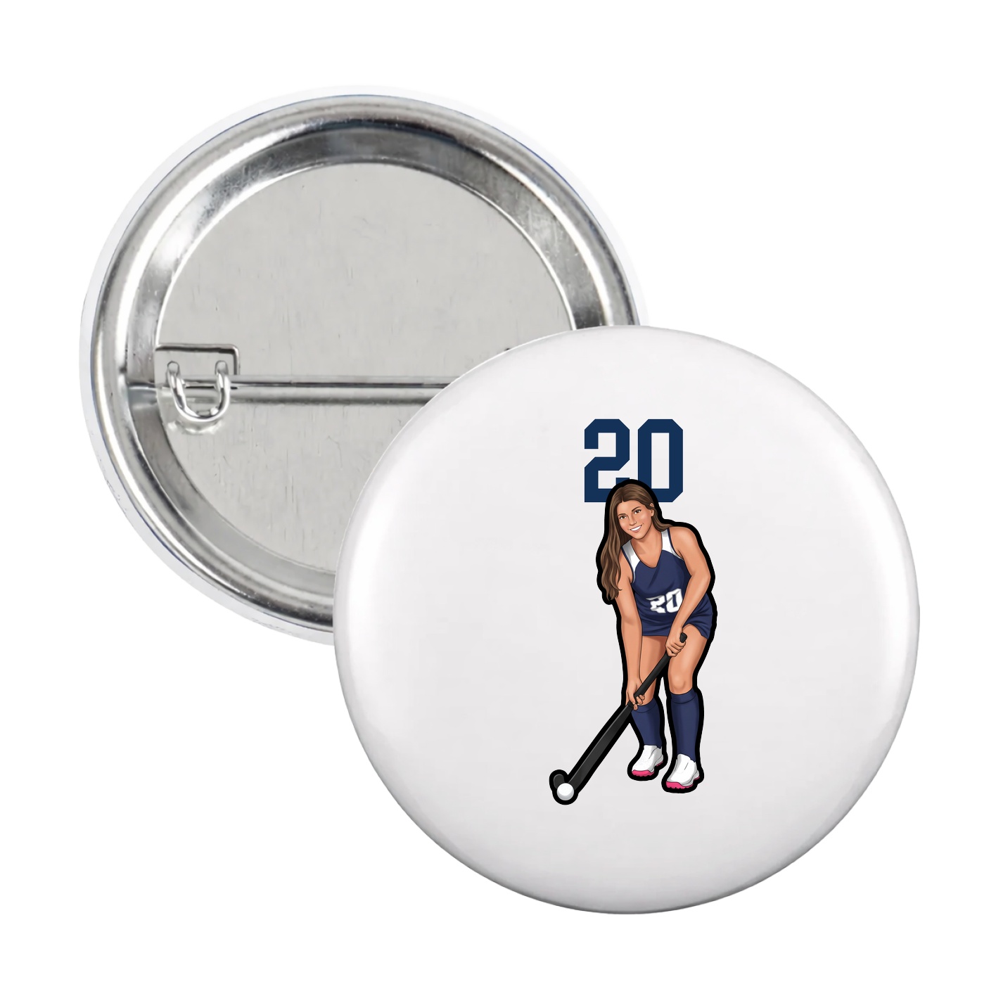 Game Day Button — Number Top in White