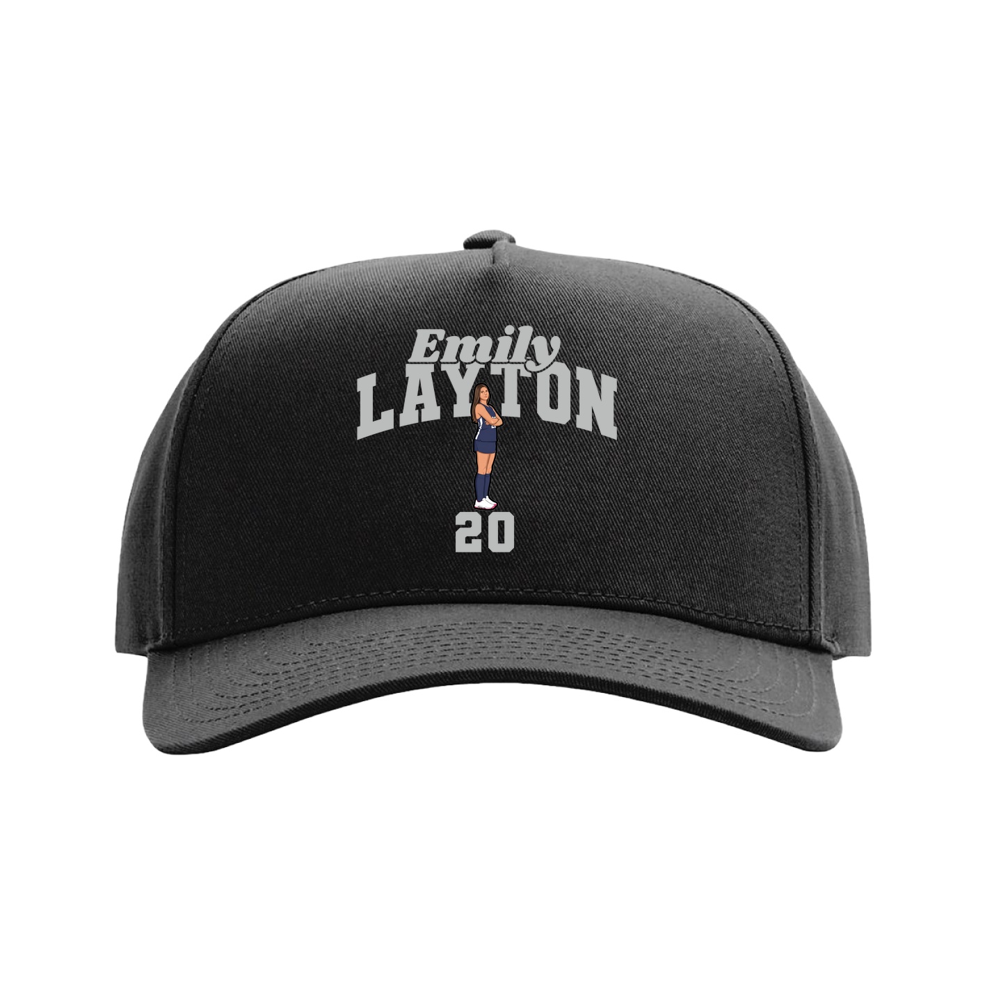 Full Fabric Five-Panel Champ Cap — Signature Arch in Black