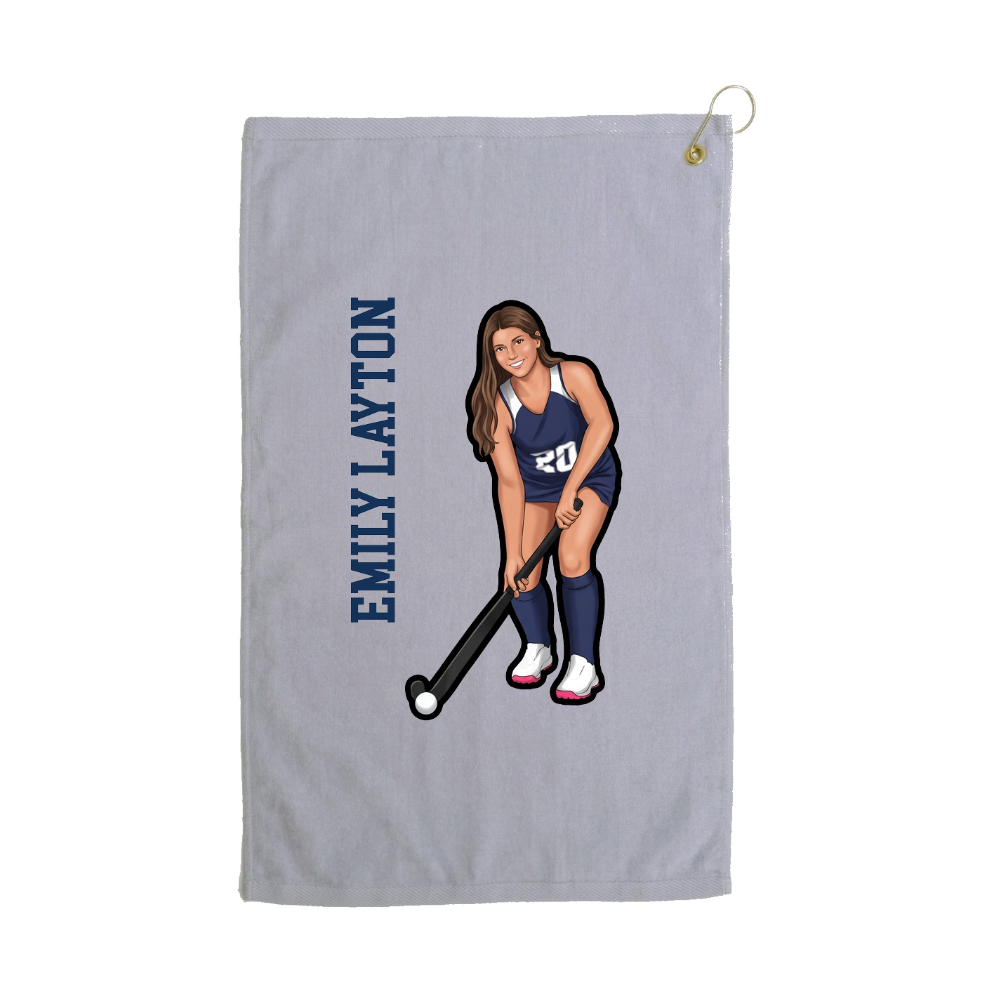Golf Towel — Name Vertical in Grey