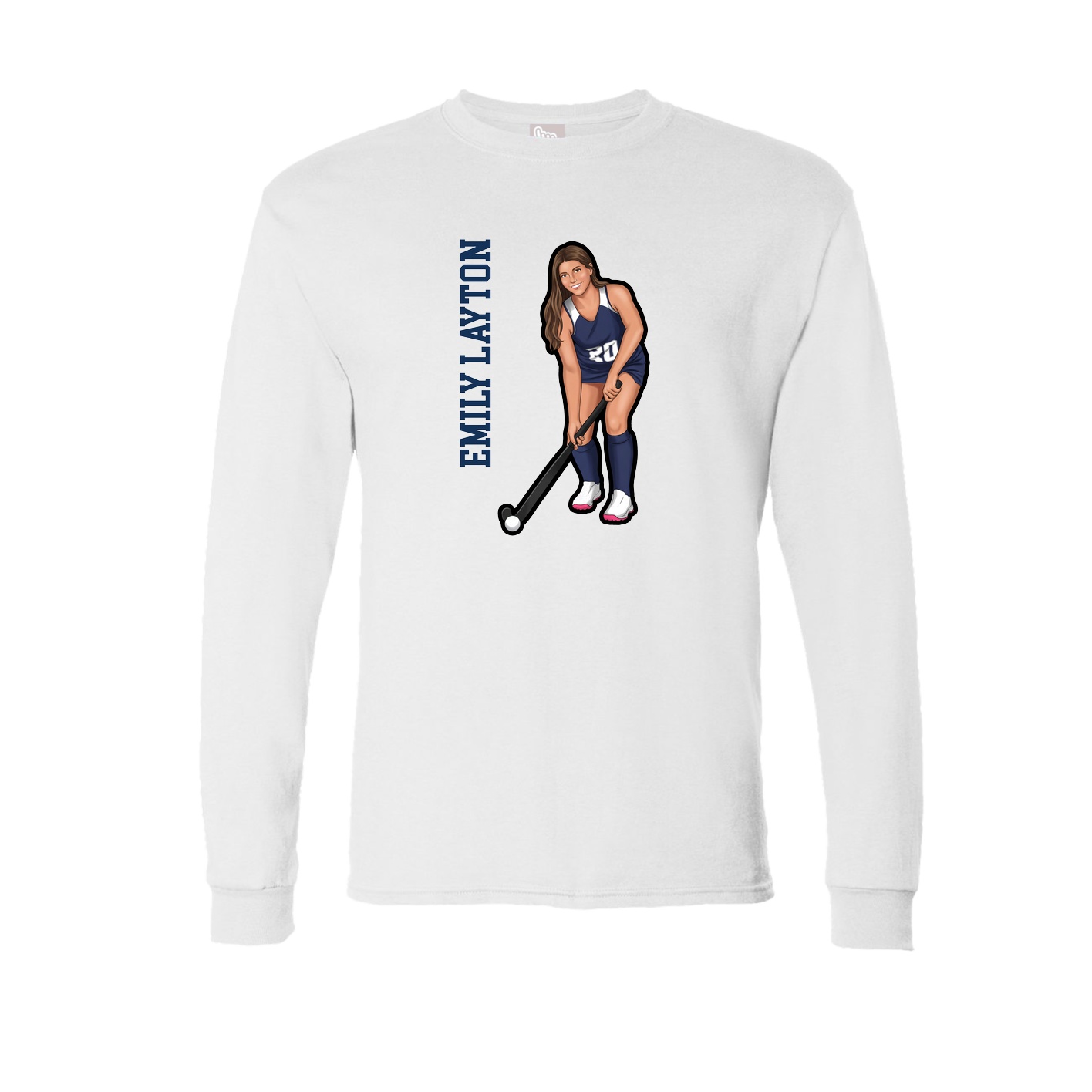 Long Sleeve Tee — Name Vertical in White