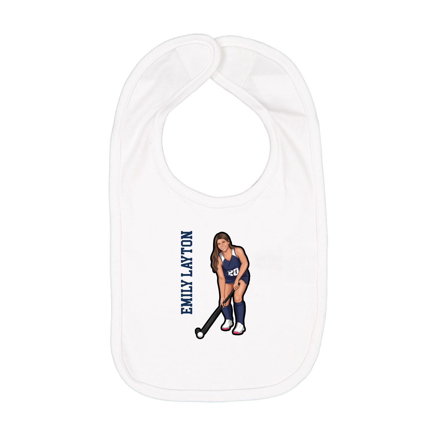 Infant Bib — Name Vertical in White