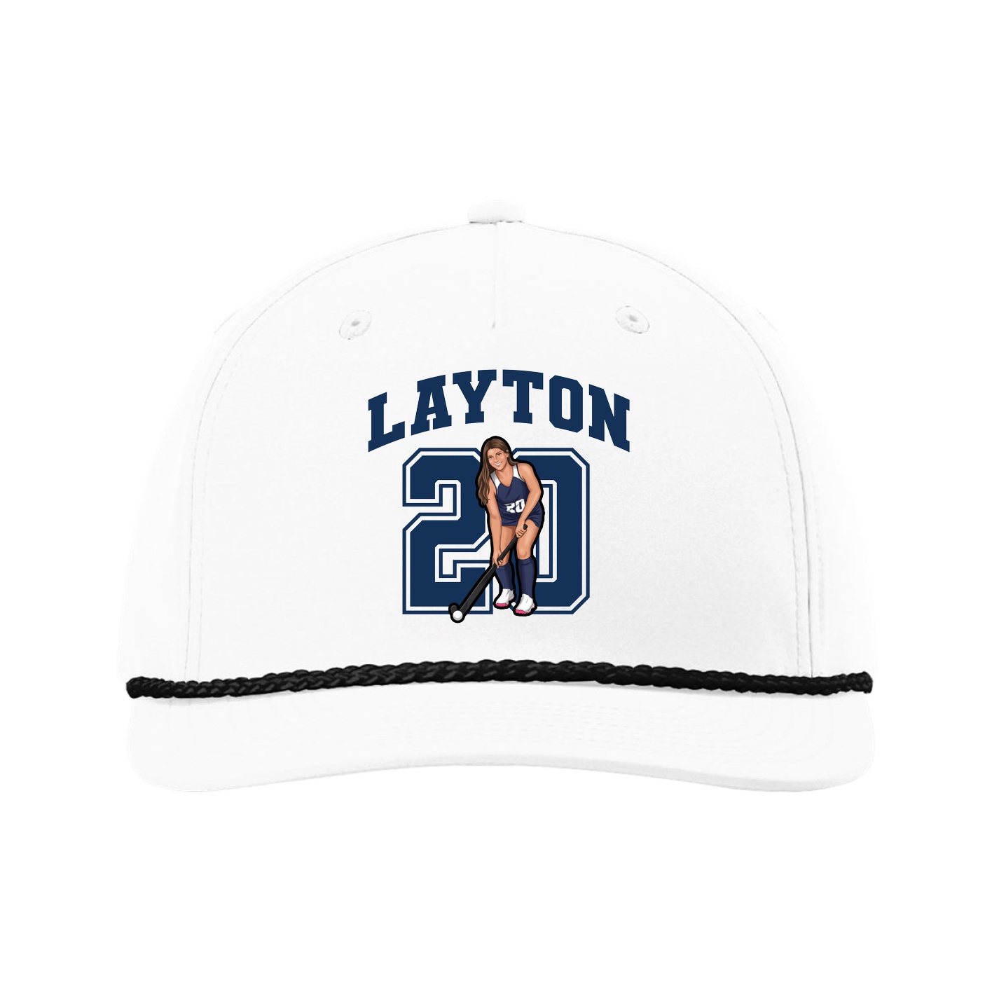 Five-Panel Classic Rope Cap — Number in White