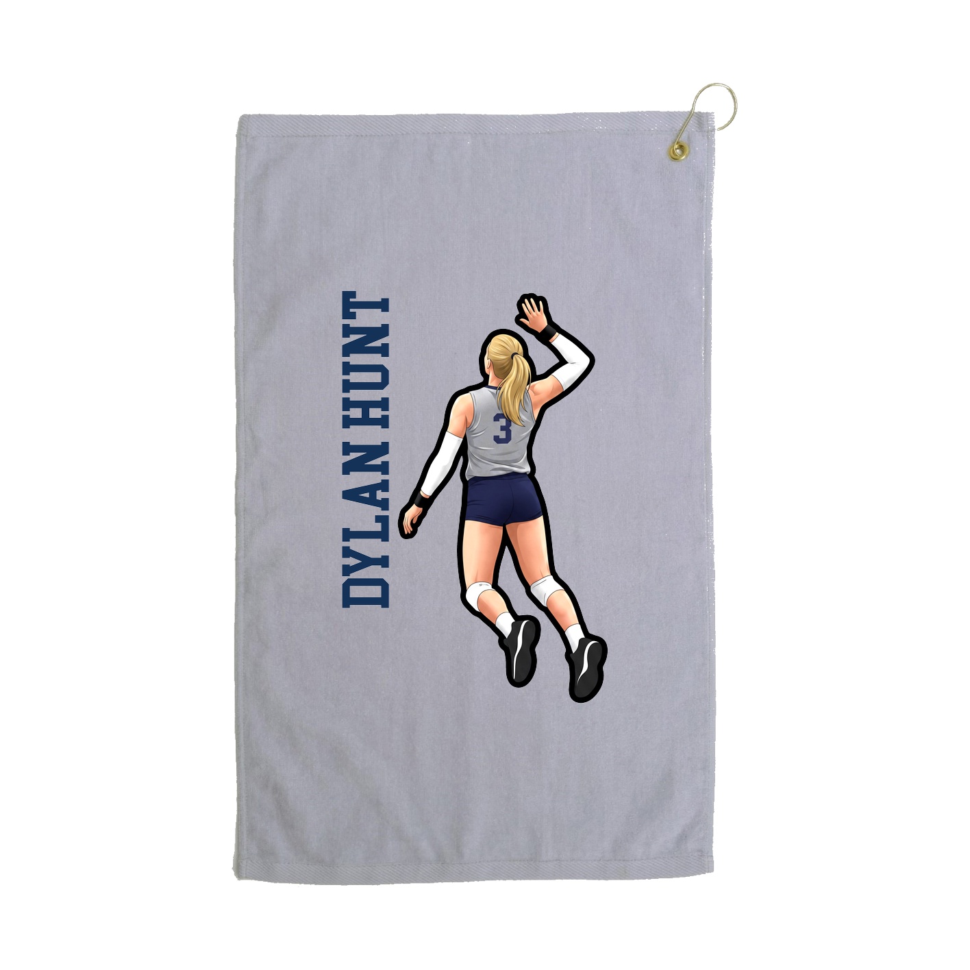 Golf Towel — Name Vertical in Grey