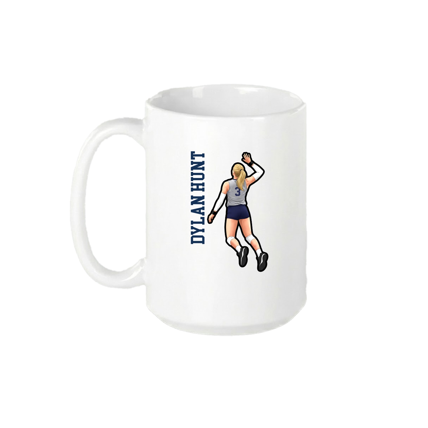 15oz Coffee Mug — Name Vertical in White