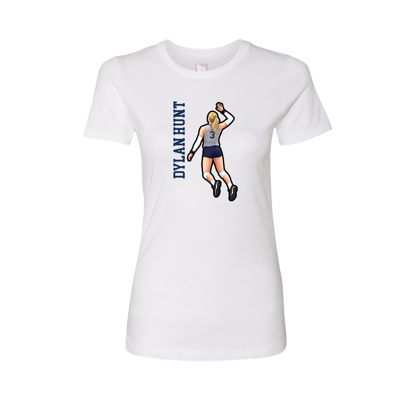 Fitted Women's Tee — Name Vertical in White