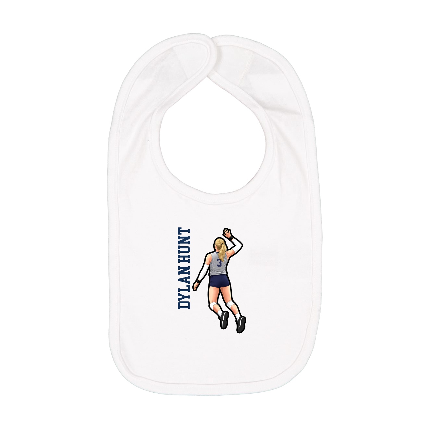 Infant Bib — Name Vertical in White