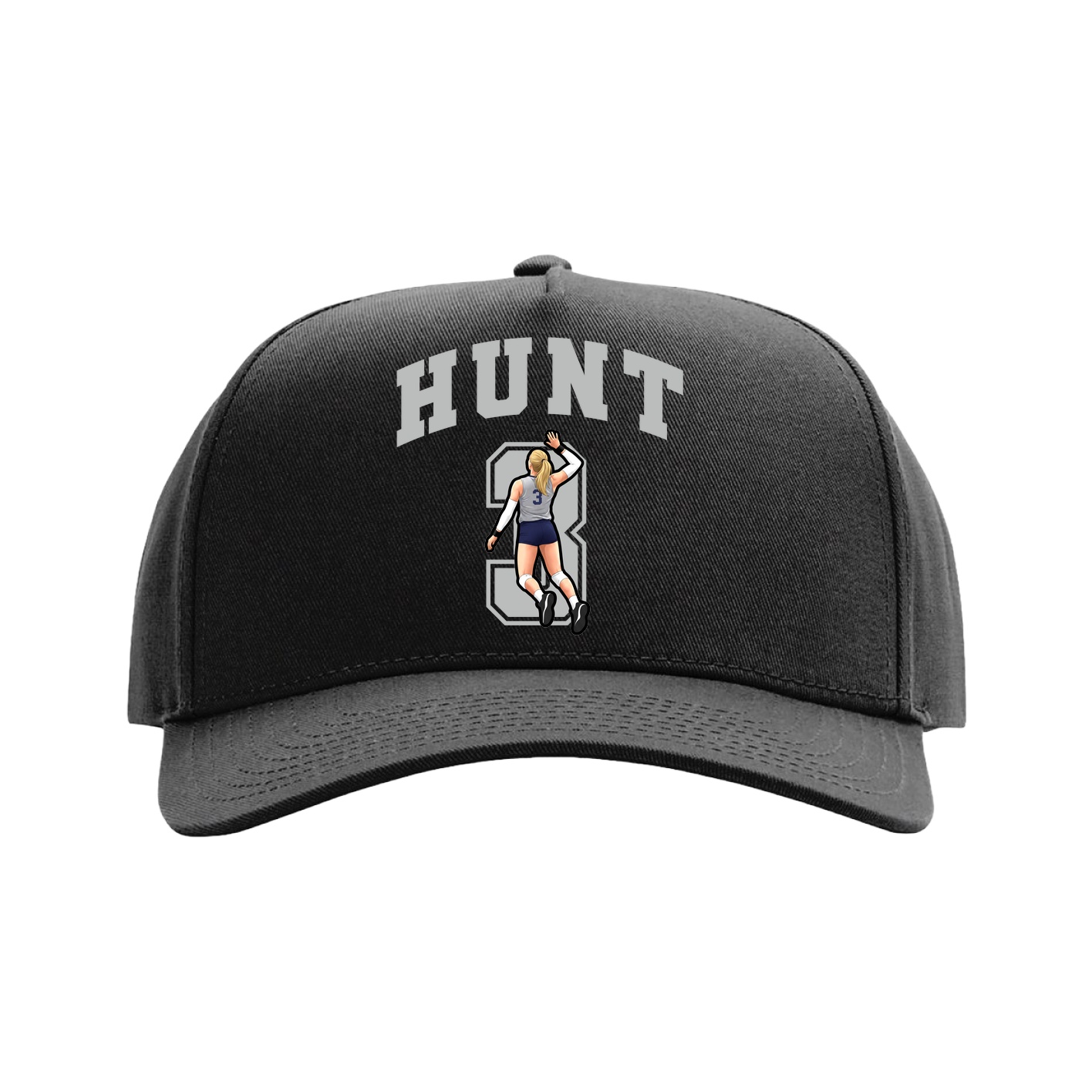 Full Fabric Five-Panel Champ Cap — Number in Black