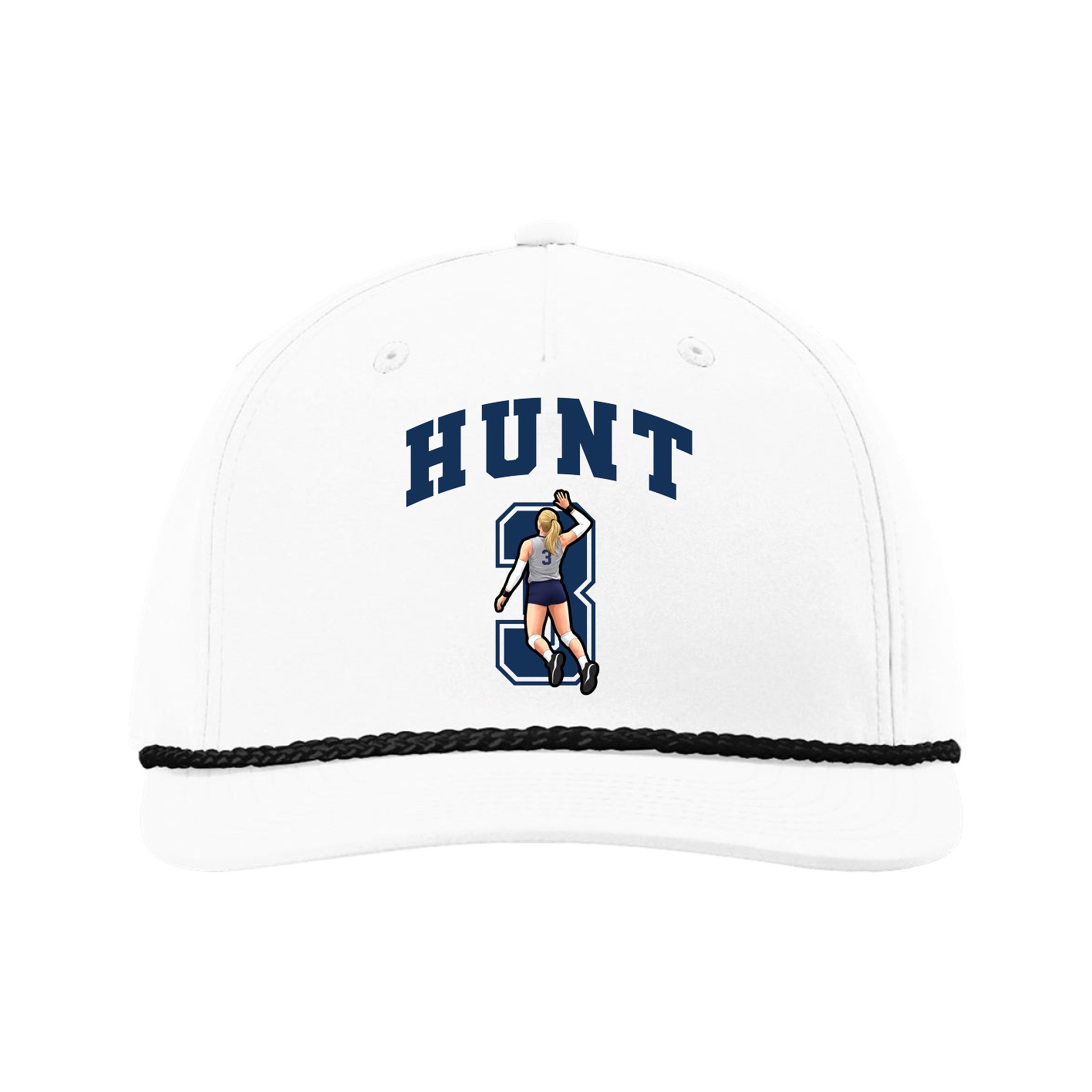 Five-Panel Classic Rope Cap — Number in White