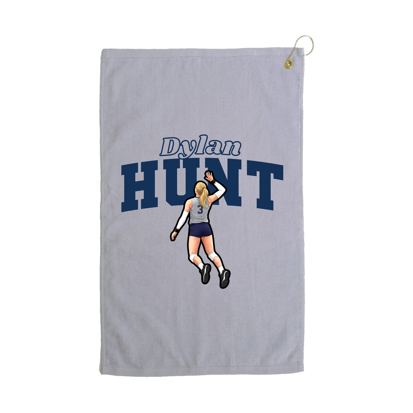 Golf Towel — Name Arch in Grey
