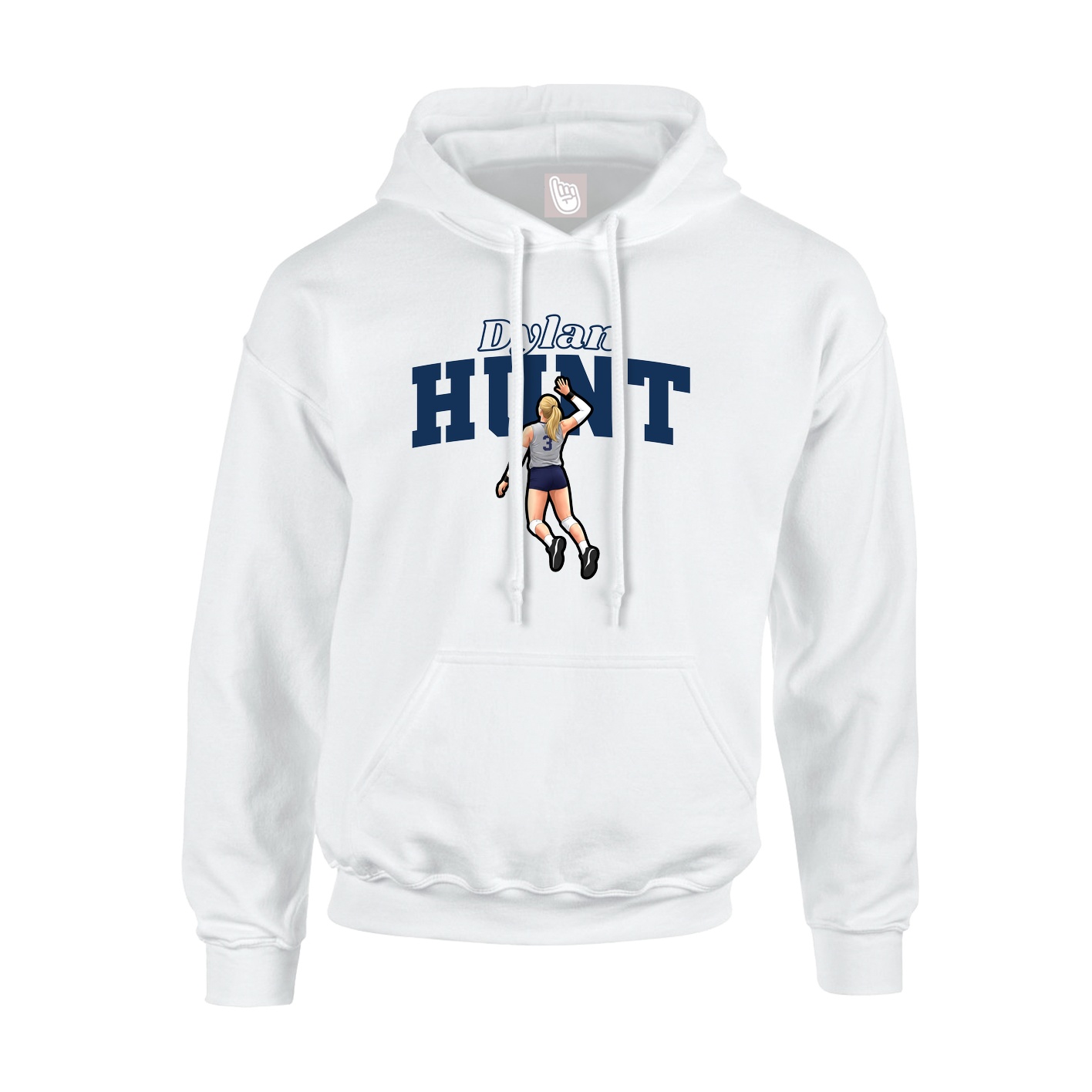Youth Hoodie — Name Arch in White