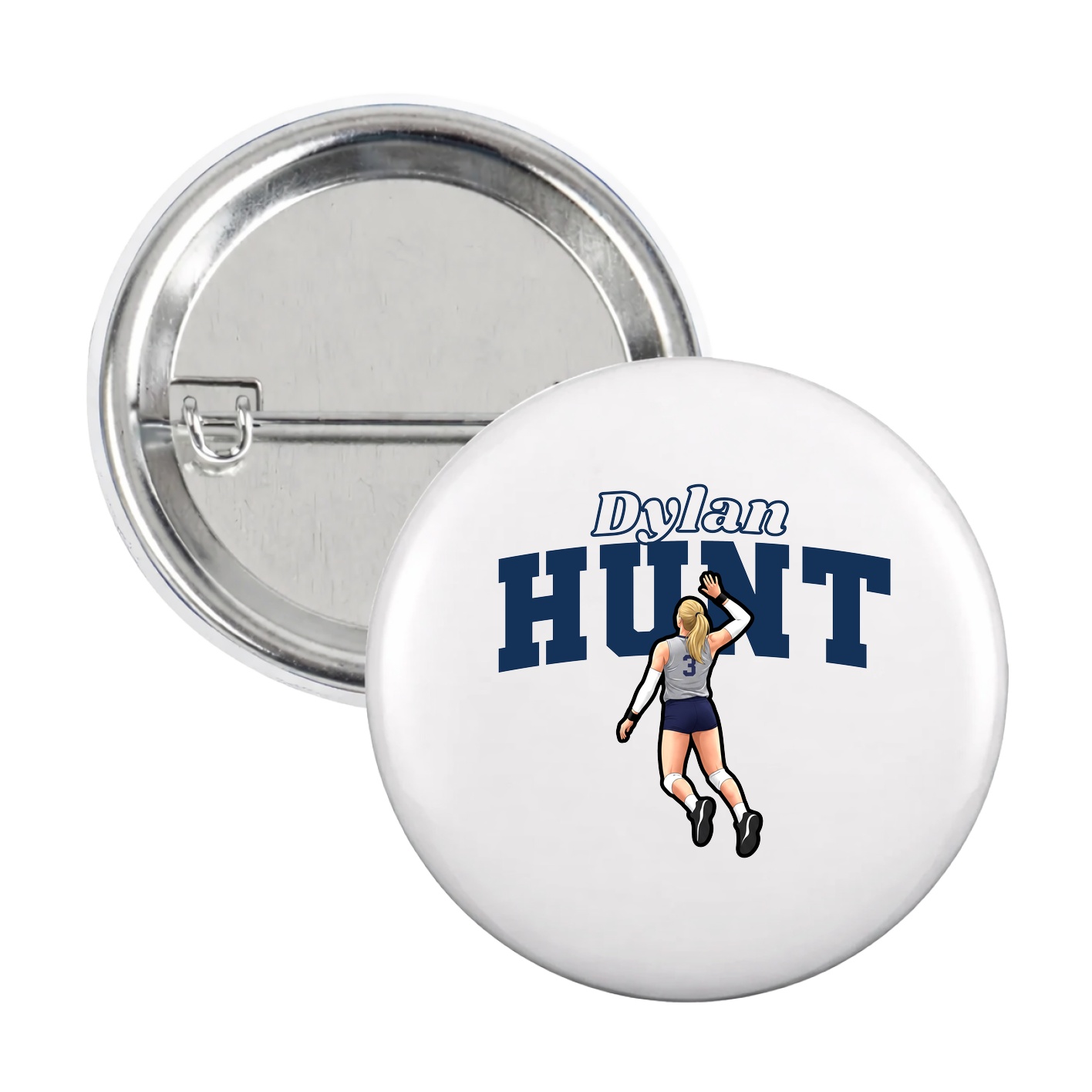 Game Day Button — Name Arch in White