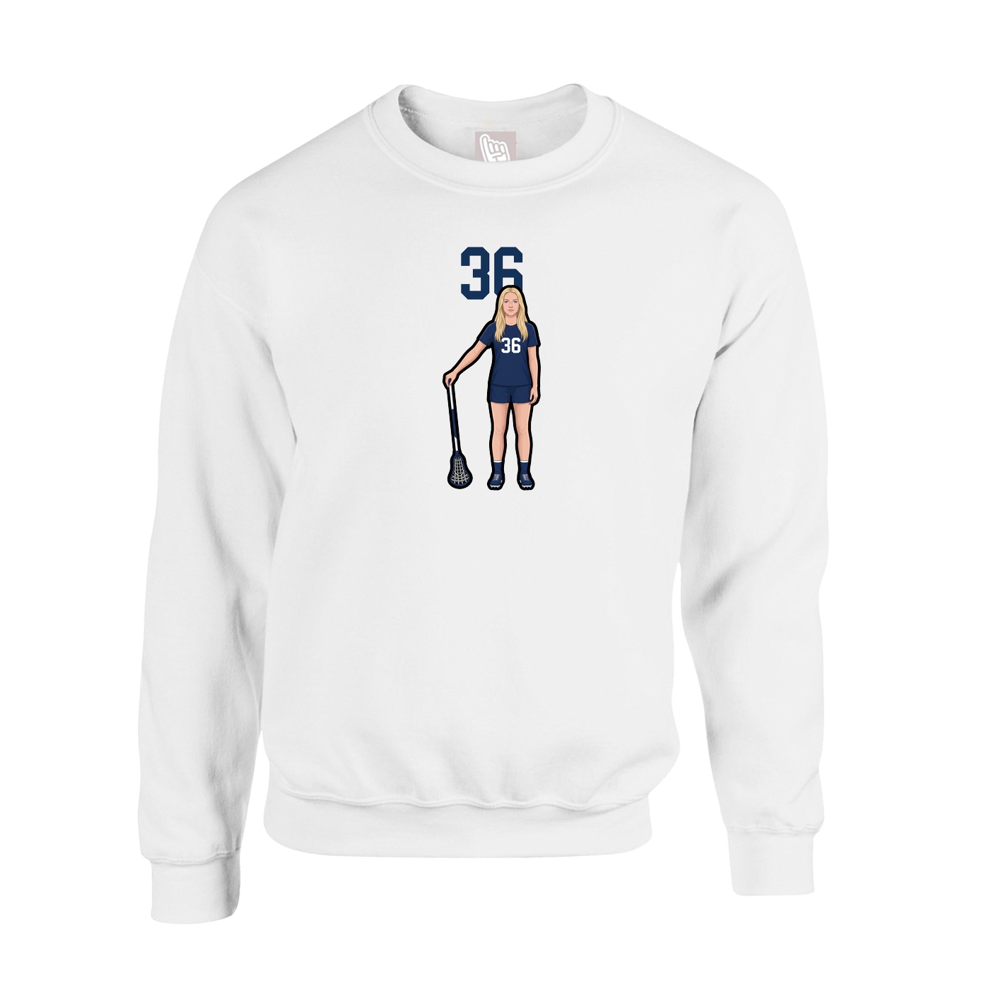 Fleece Crew — Number Top in White