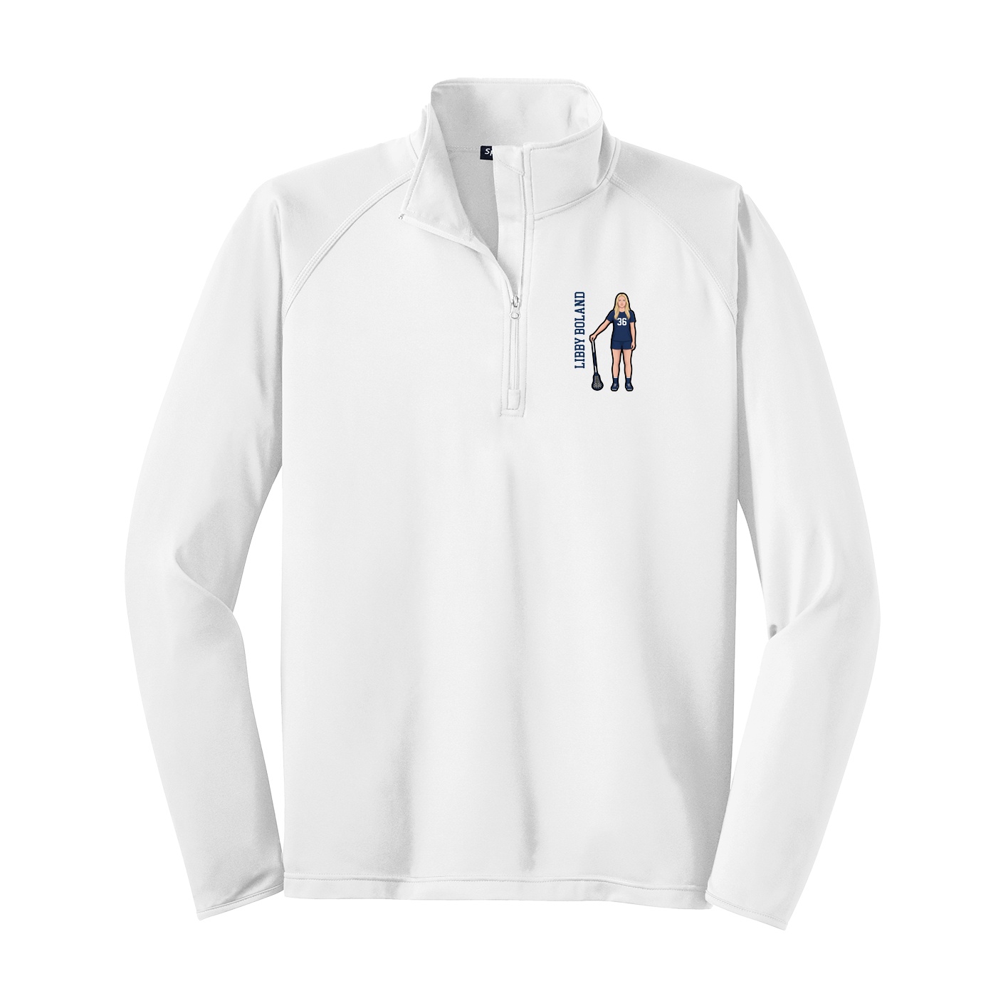 Q-Zip Pullover — Name Vertical in White