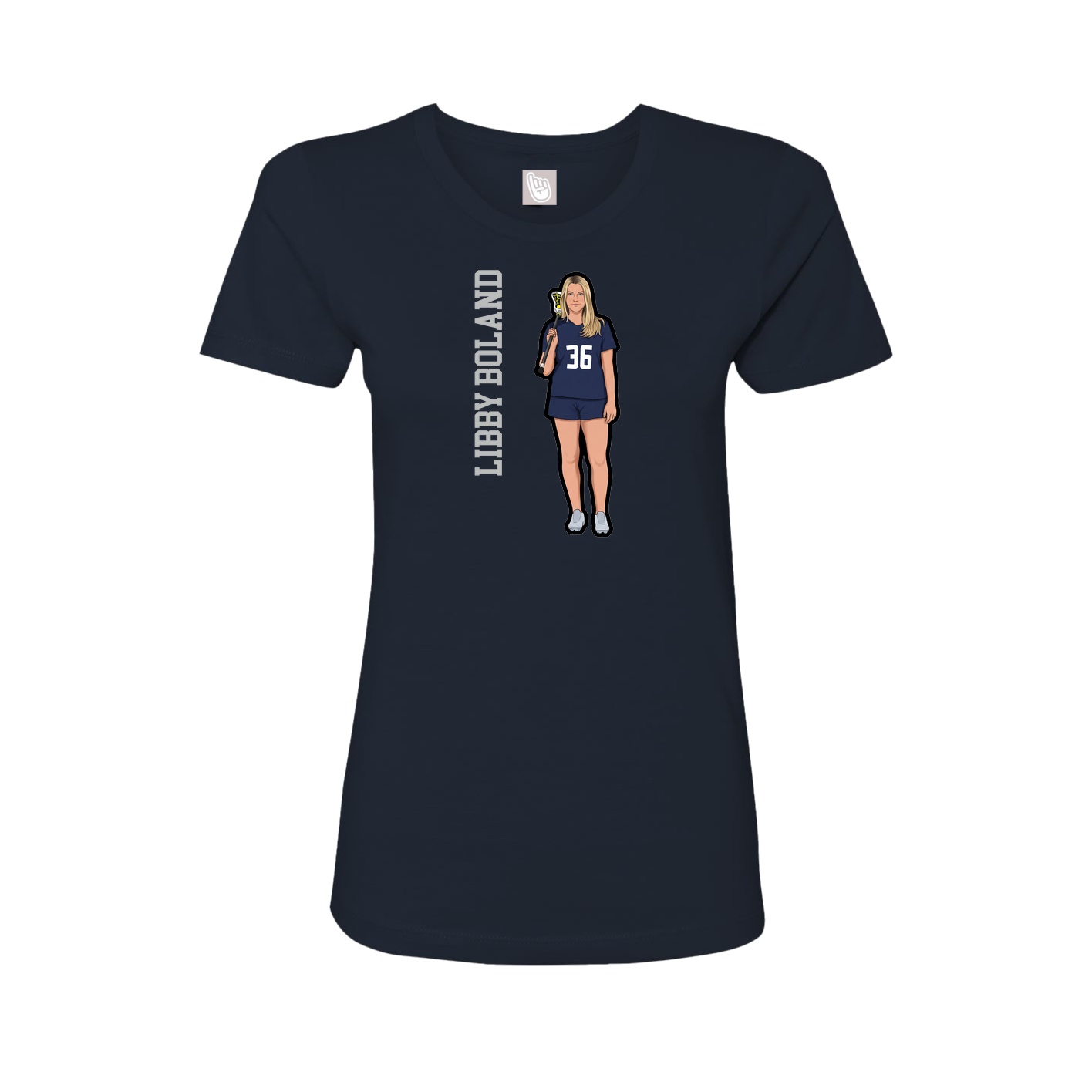 Womens Tee — Name Vertical in Navy