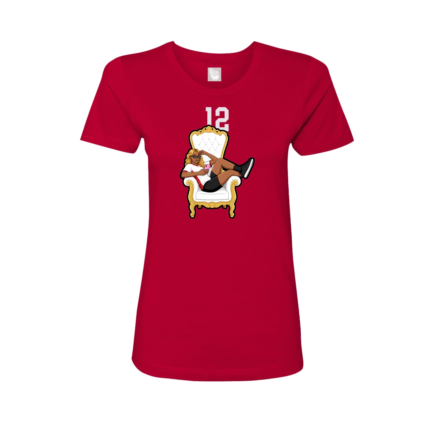 Fitted Women's Tee — Number Top in Red