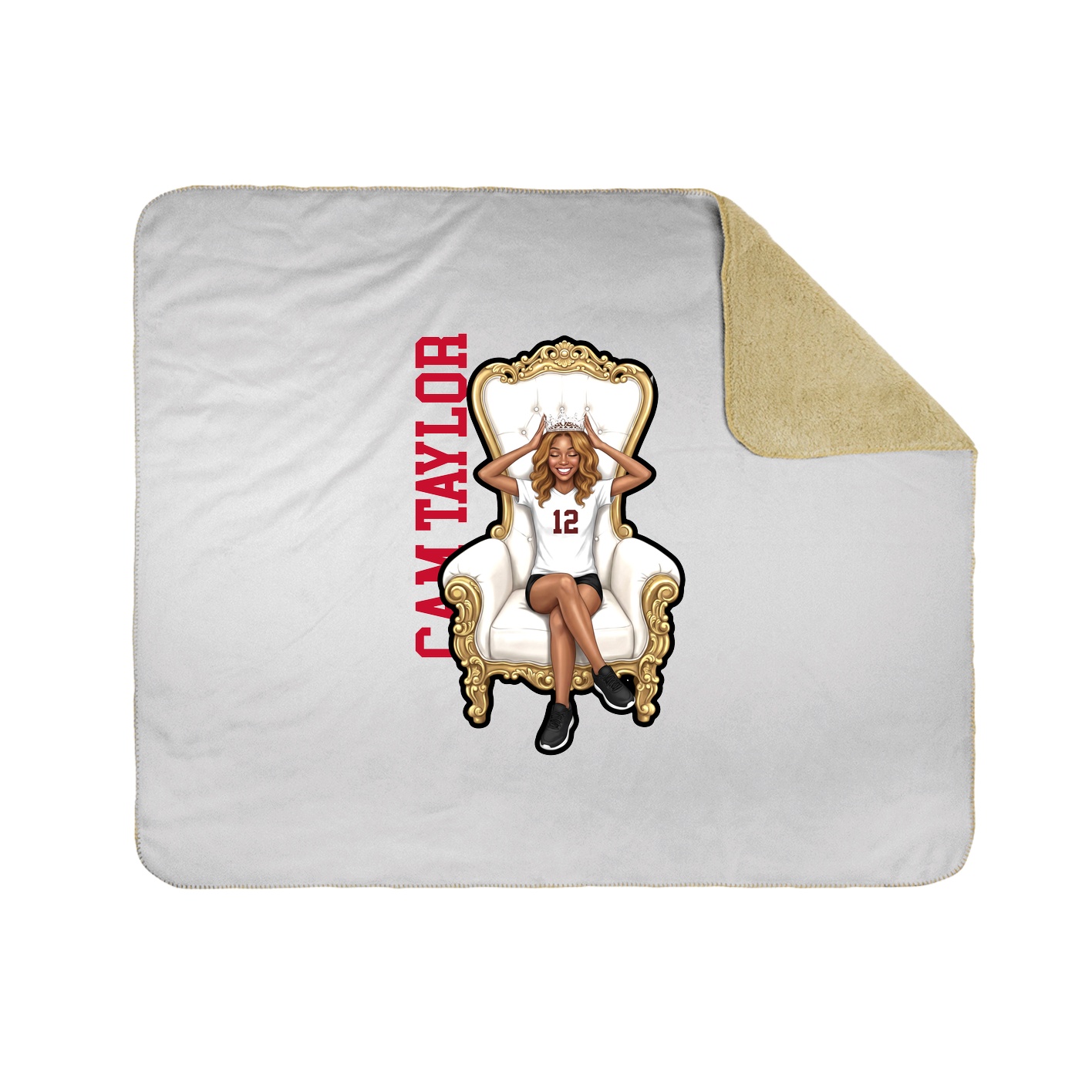 Throw Blanket — Name Vertical in White