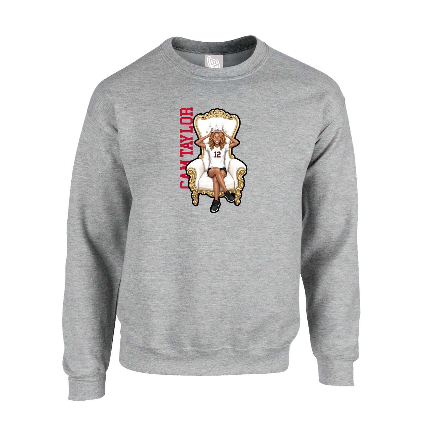 Fleece Crew — Name Vertical in Grey