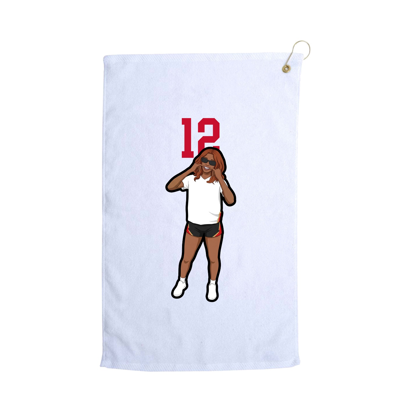 Golf Towel — Number Top in White