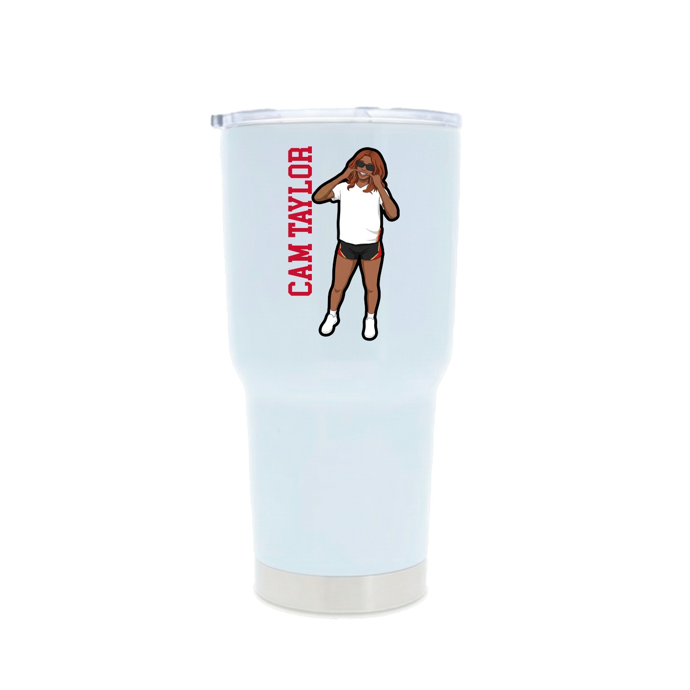 30oz Stainless Steel Tumbler — Name Vertical in White