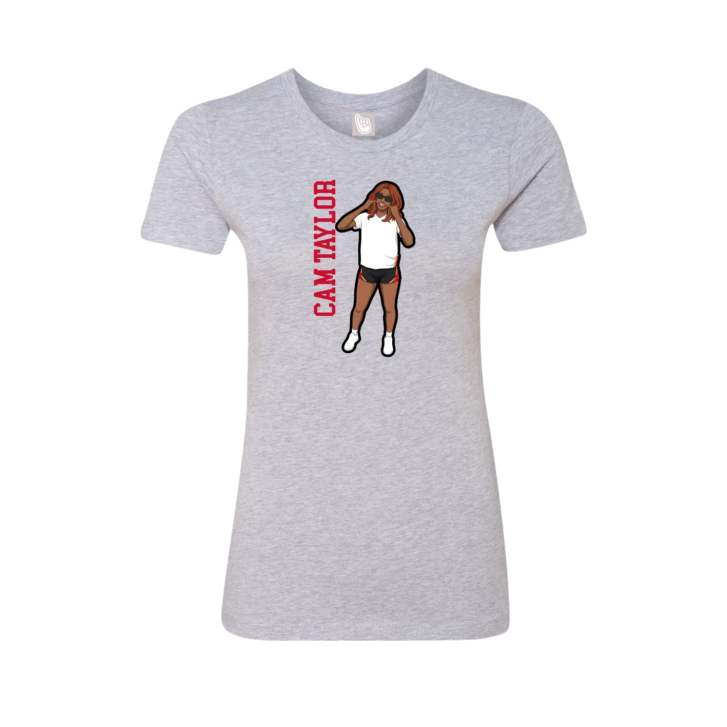 Fitted Women's Tee — Name Vertical in Grey