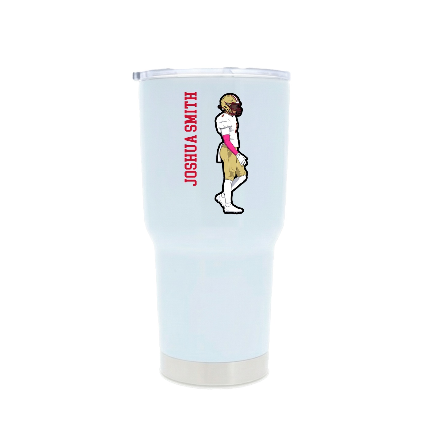 30oz Stainless Steel Tumbler — Name Vertical in White
