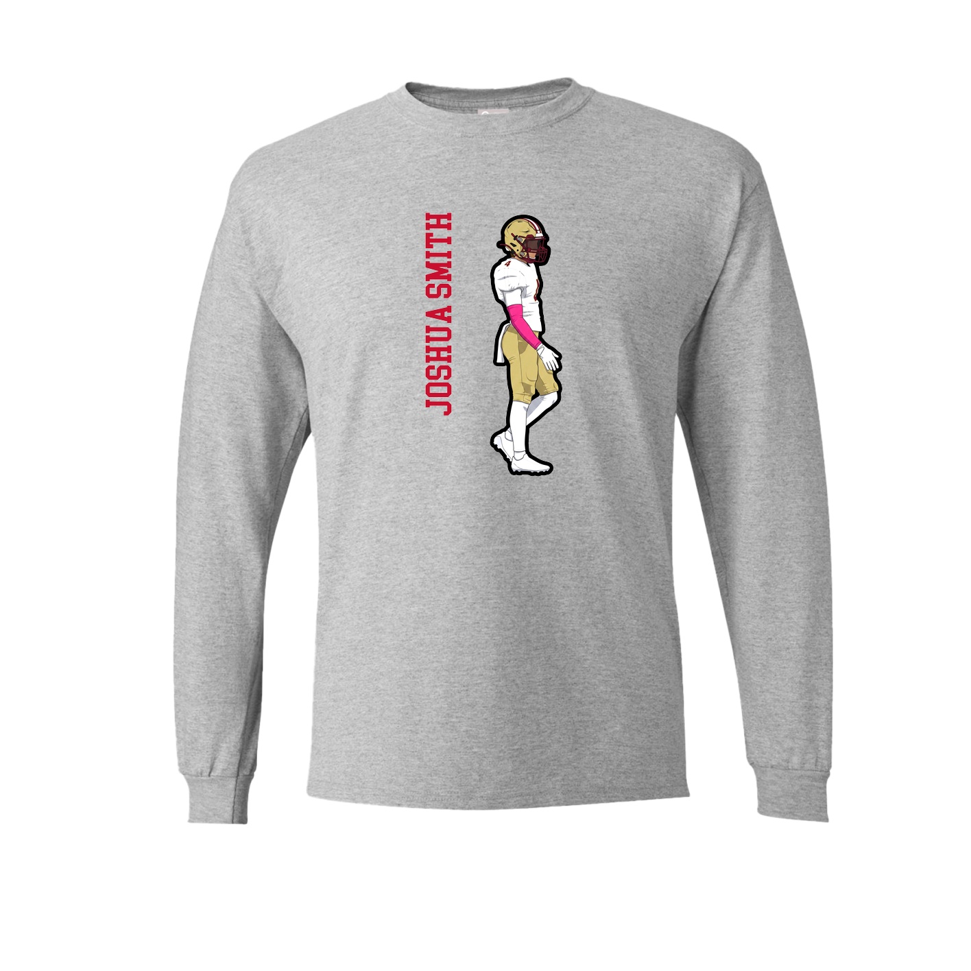 Long Sleeve Tee — Name Vertical in Grey