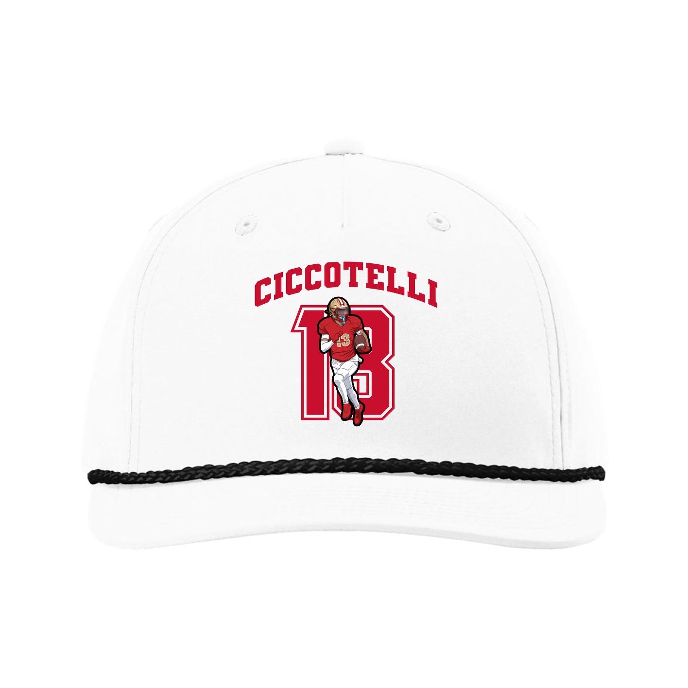 Five-Panel Classic Rope Cap — Number in White