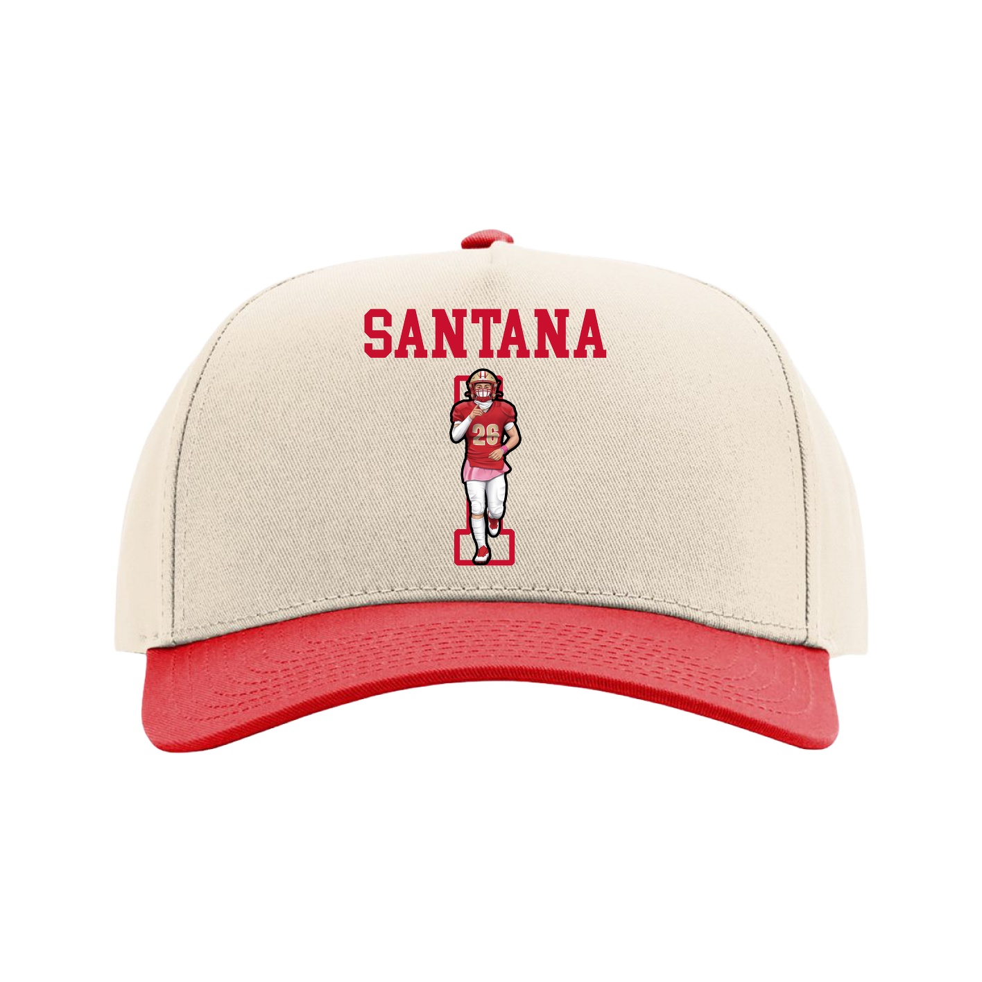 Full Fabric Five-Panel Champ Cap — Shirsey in Cream/Red