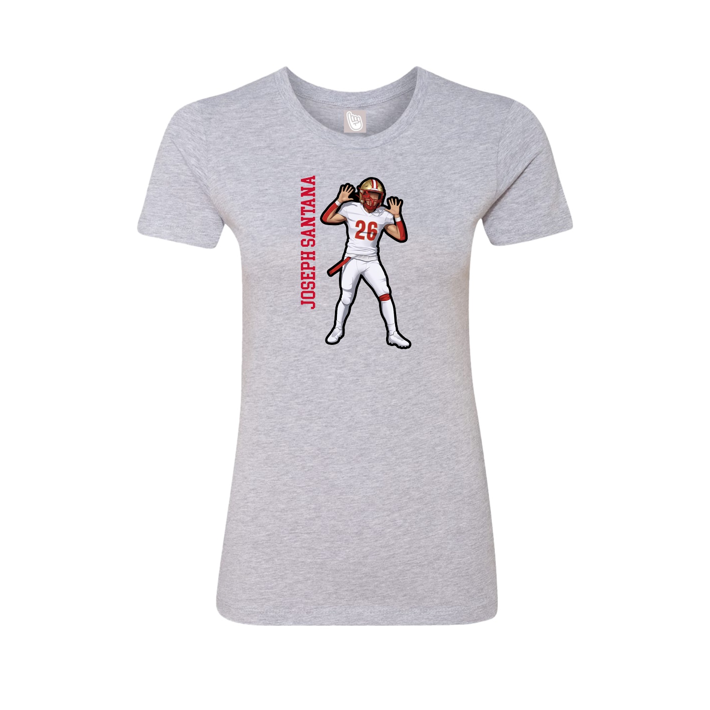 Fitted Women's Tee — Name Vertical in Grey