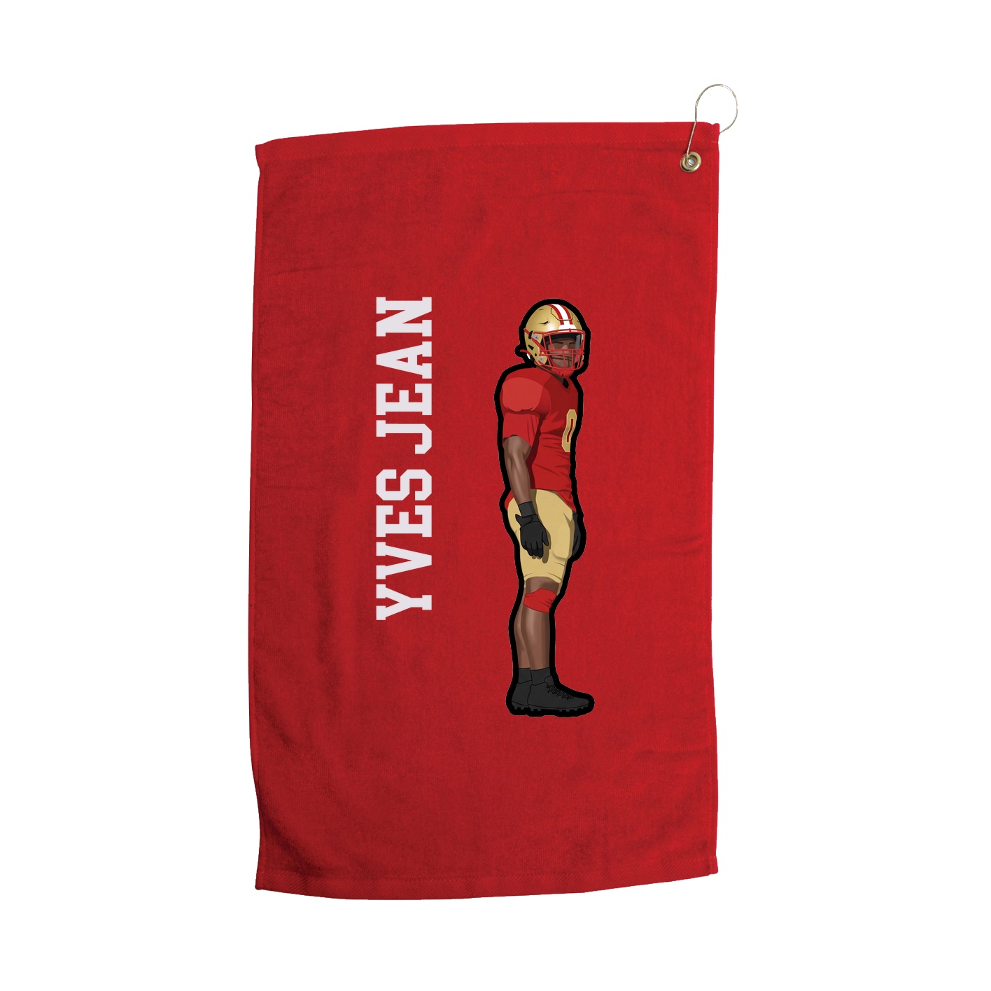 Golf Towel — Name Vertical in Red