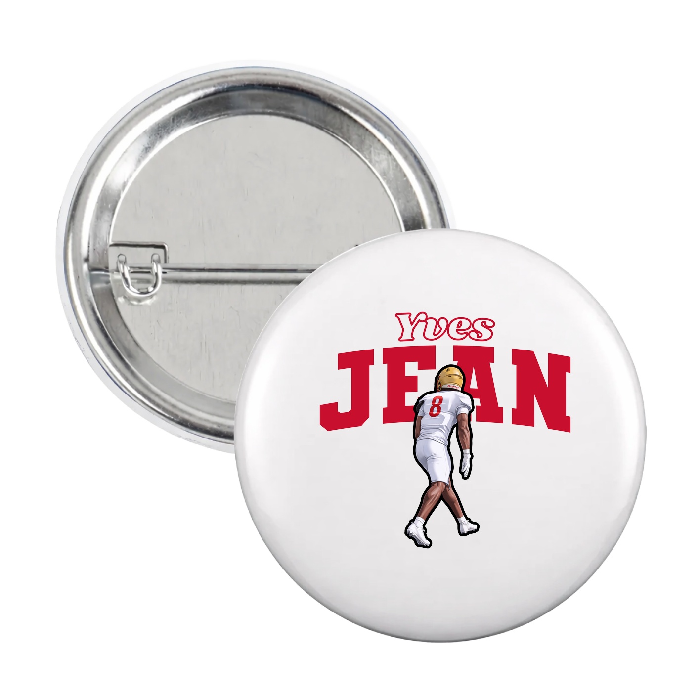 Game Day Button — Name Arch in White