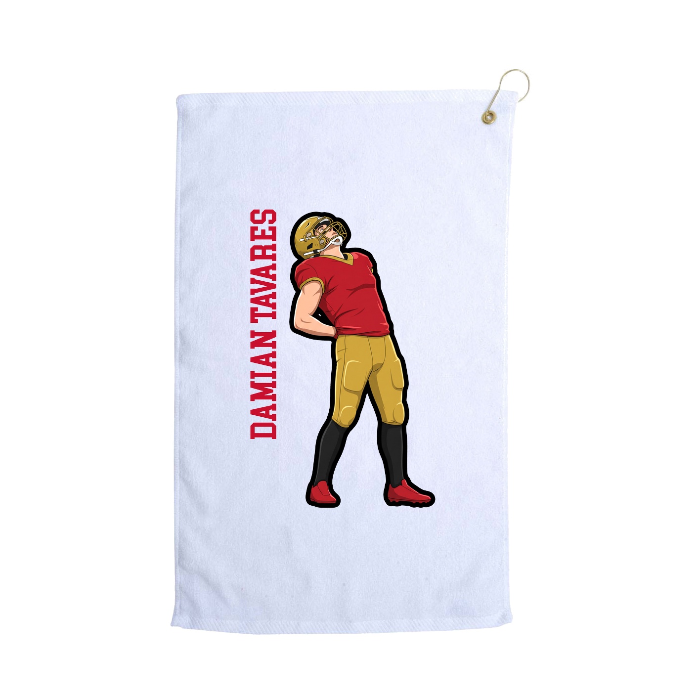 Golf Towel — Name Vertical in White