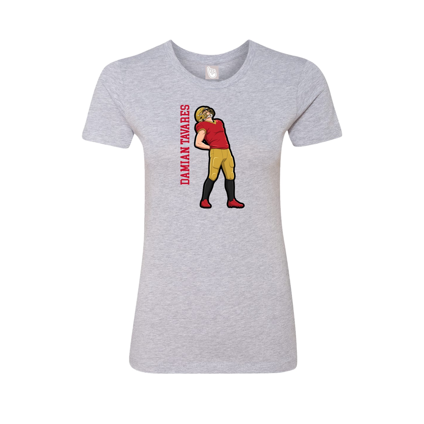 Fitted Women's Tee — Name Vertical in Grey