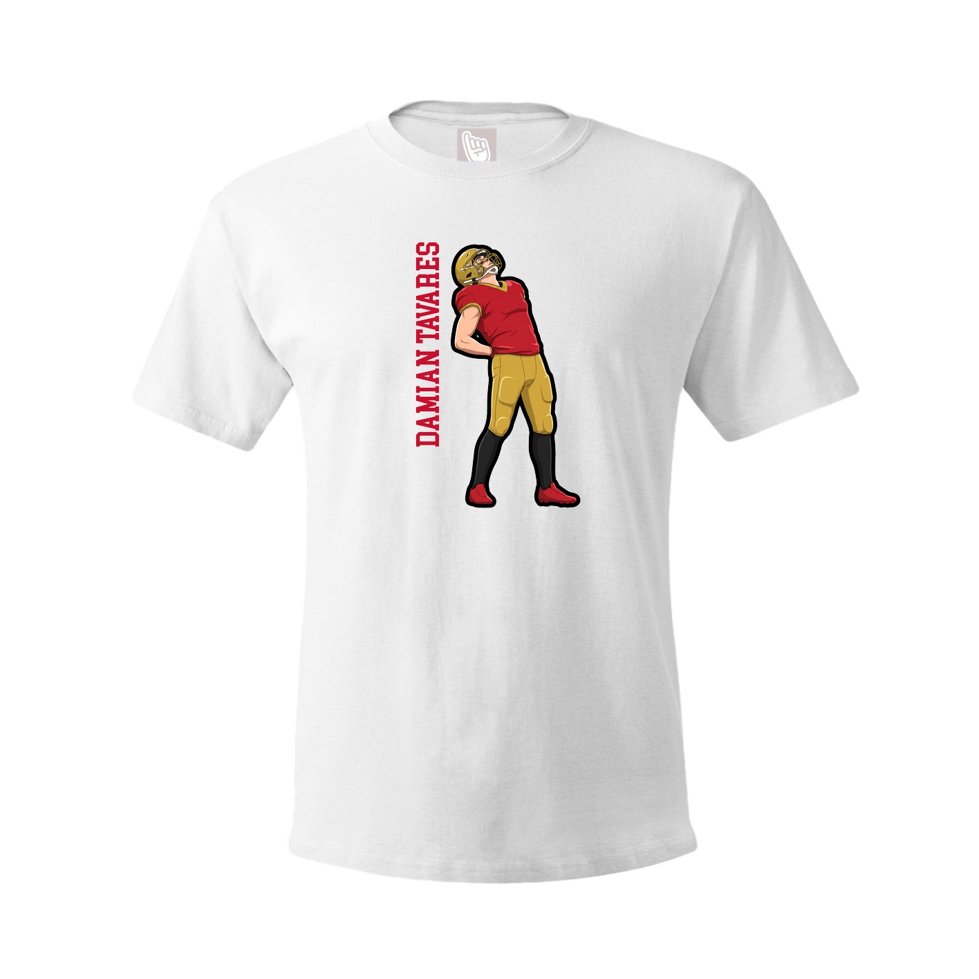 Youth Tee — Name Vertical in White