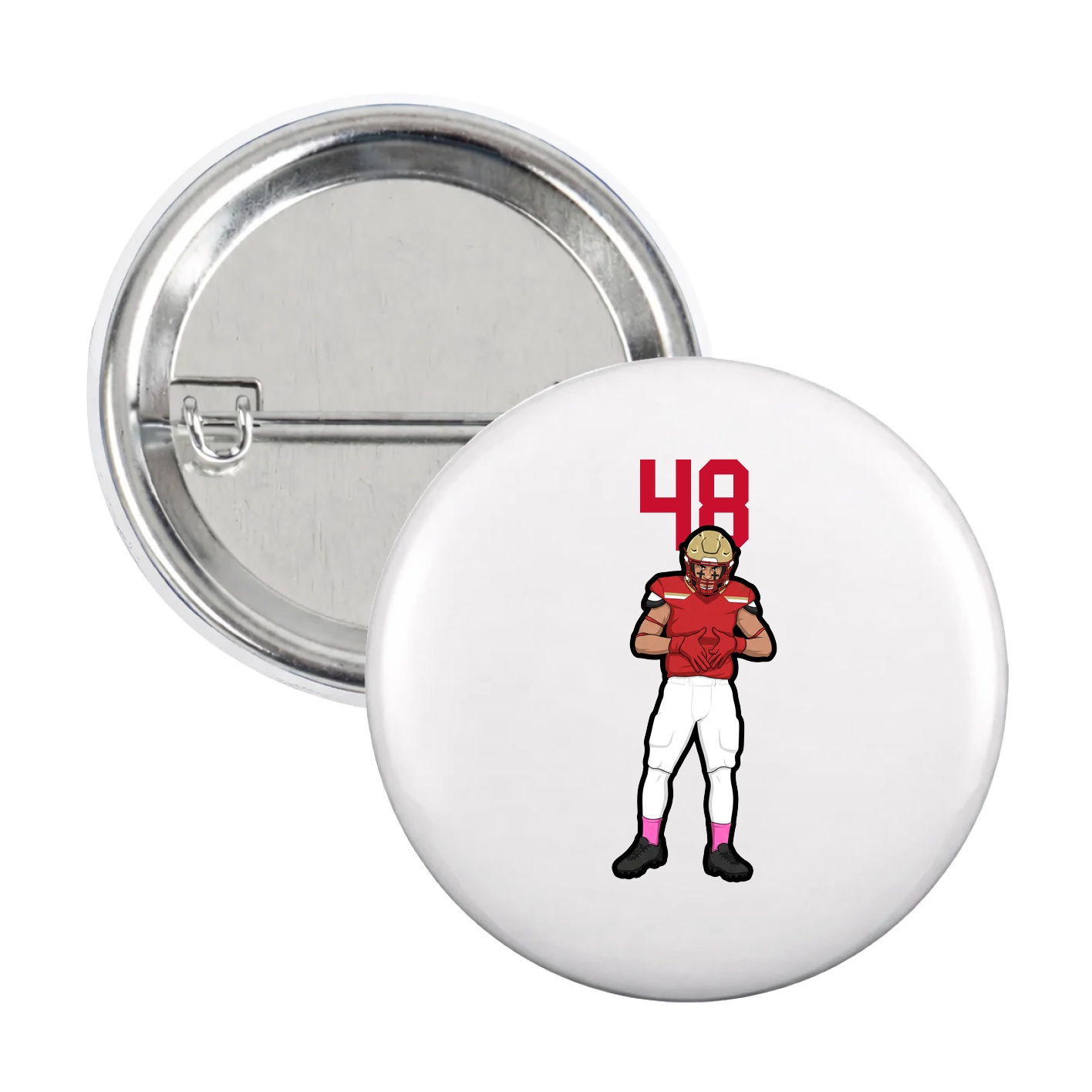 Game Day Button — Number Top in White