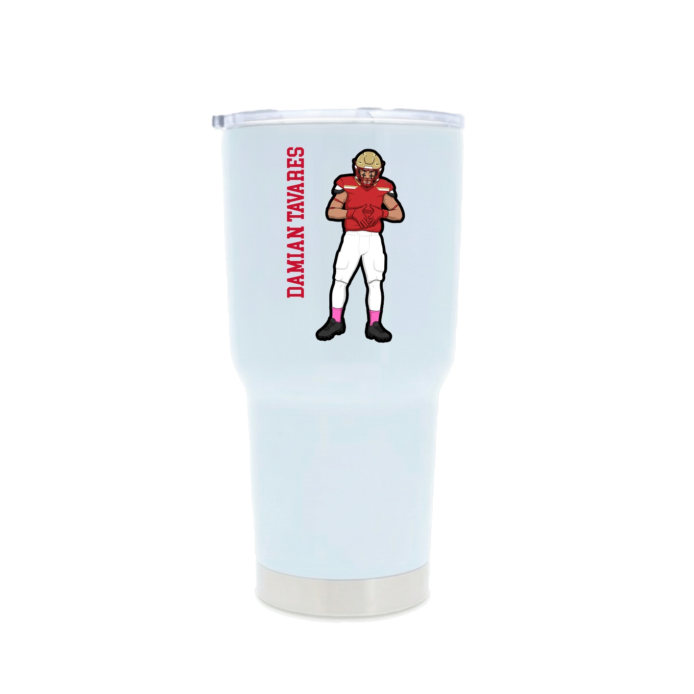 30oz Stainless Steel Tumbler — Name Vertical in White