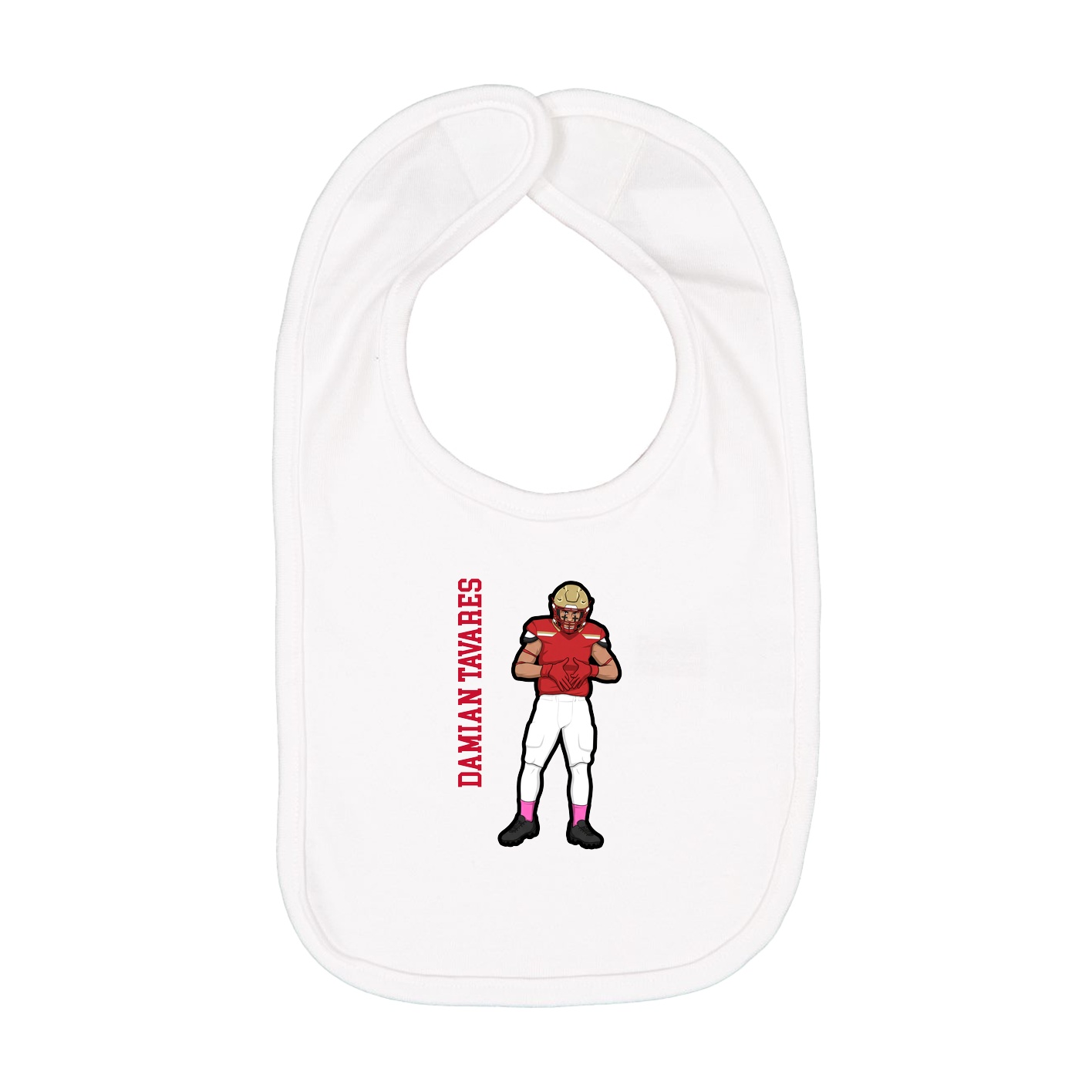 Infant Bib — Name Vertical in White