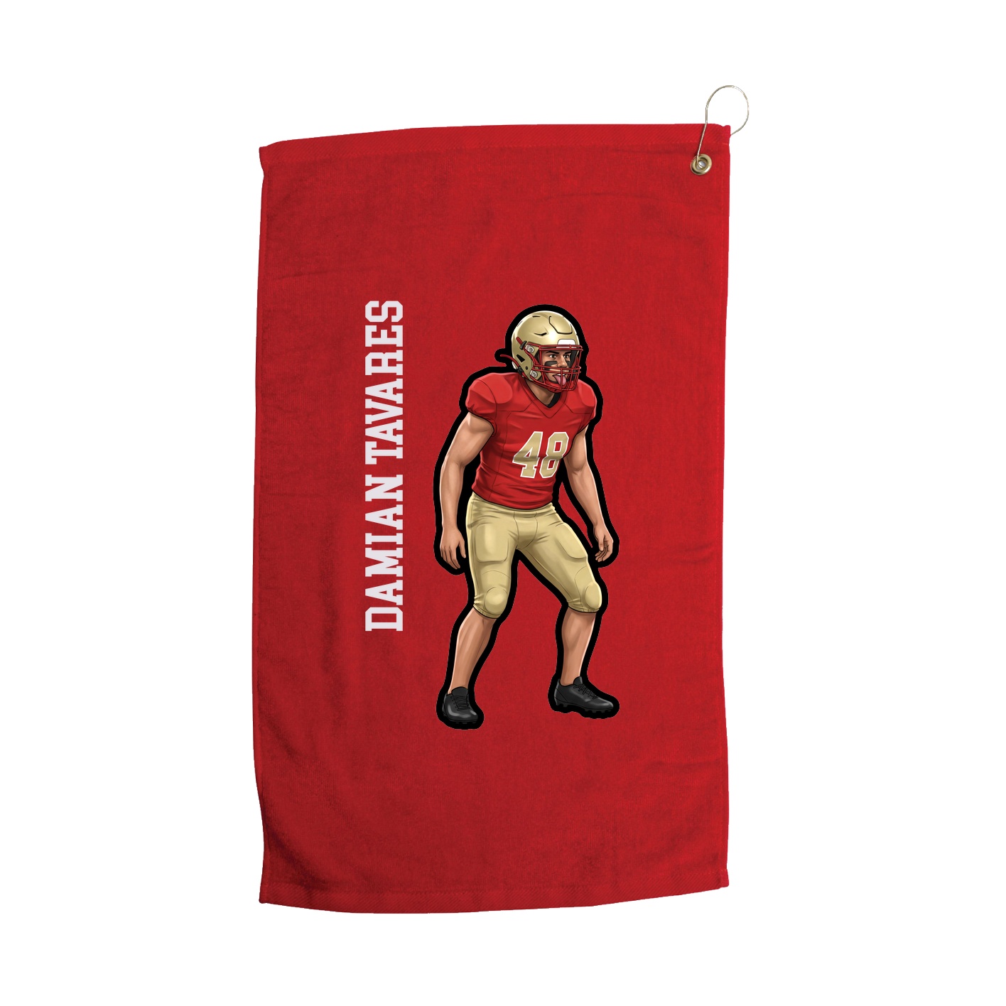 Golf Towel — Name Vertical in Red