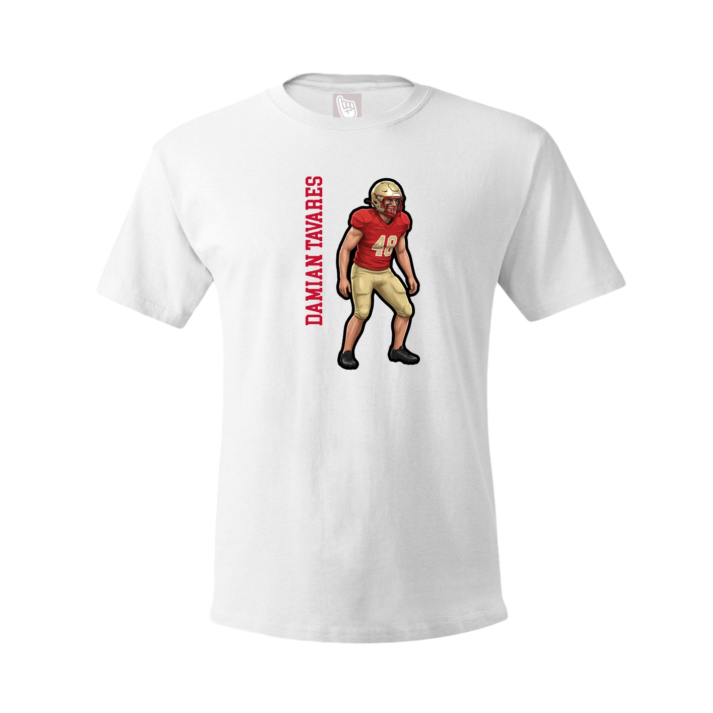 Youth Tee — Name Vertical in White