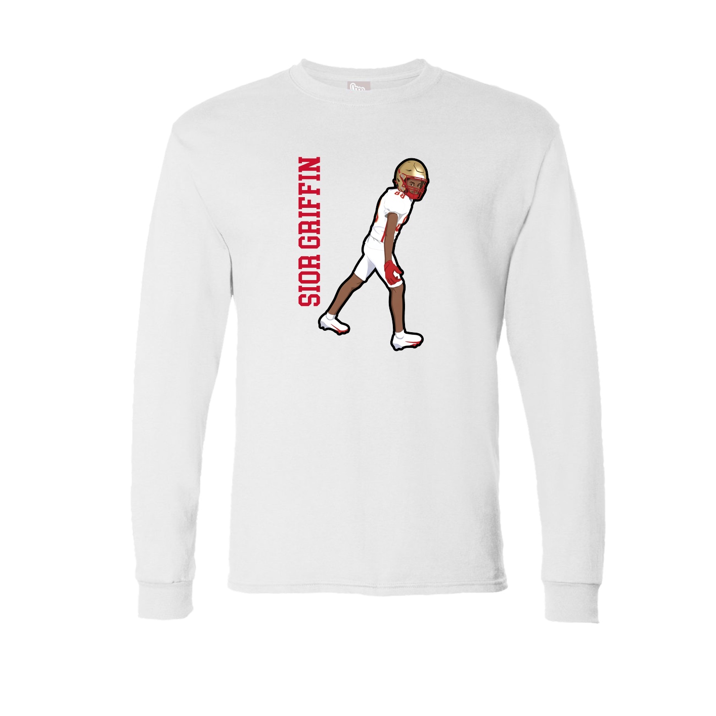Long Sleeve Tee — Name Vertical in White